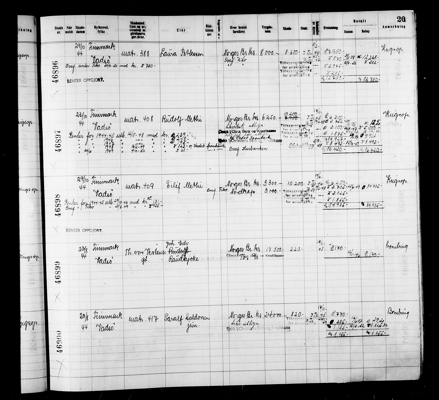 Krigsskadetrygdene for bygninger og løsøre, AV/RA-S-1548/V/L0039: Bygning, branntrygdet., 1940-1945, s. 20