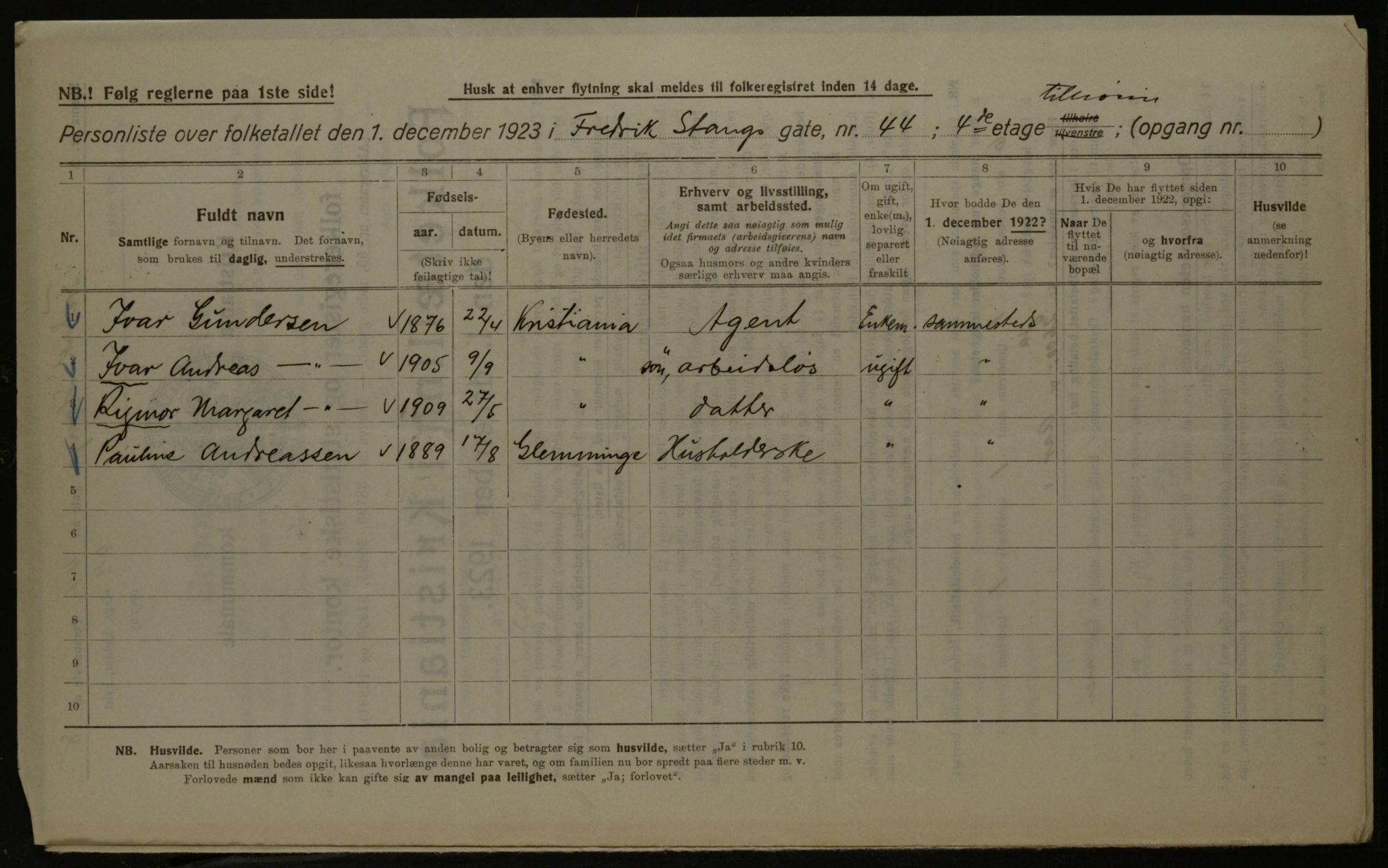 OBA, Kommunal folketelling 1.12.1923 for Kristiania, 1923, s. 29931