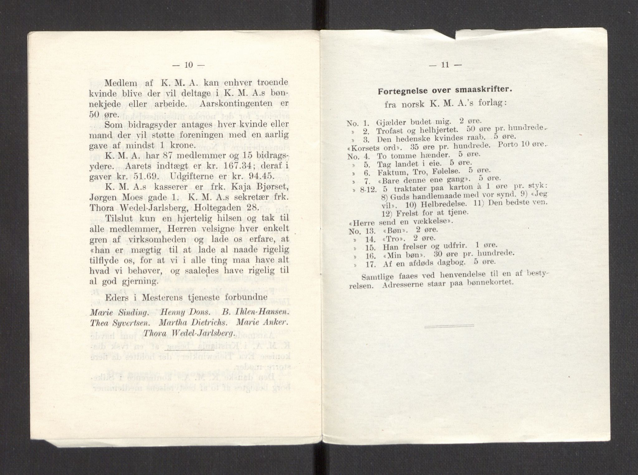 Kvinnelige Misjonsarbeidere, AV/RA-PA-0699/F/Fa/L0001/0007: -- / Årsmeldinger, trykte, 1906-1915