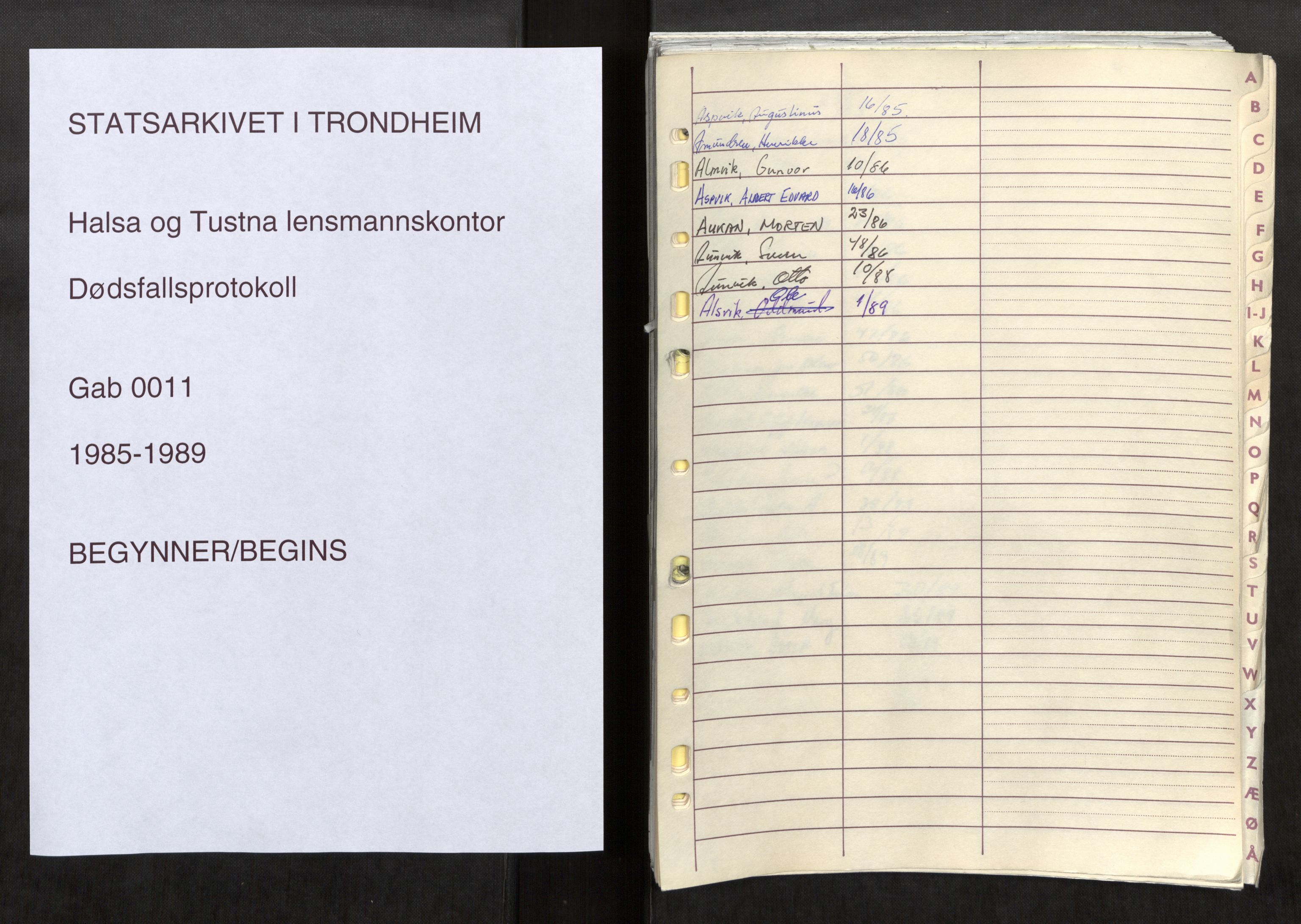 Halsa og Tustna lensmannskontor, SAT/A-1100, 1985-1989