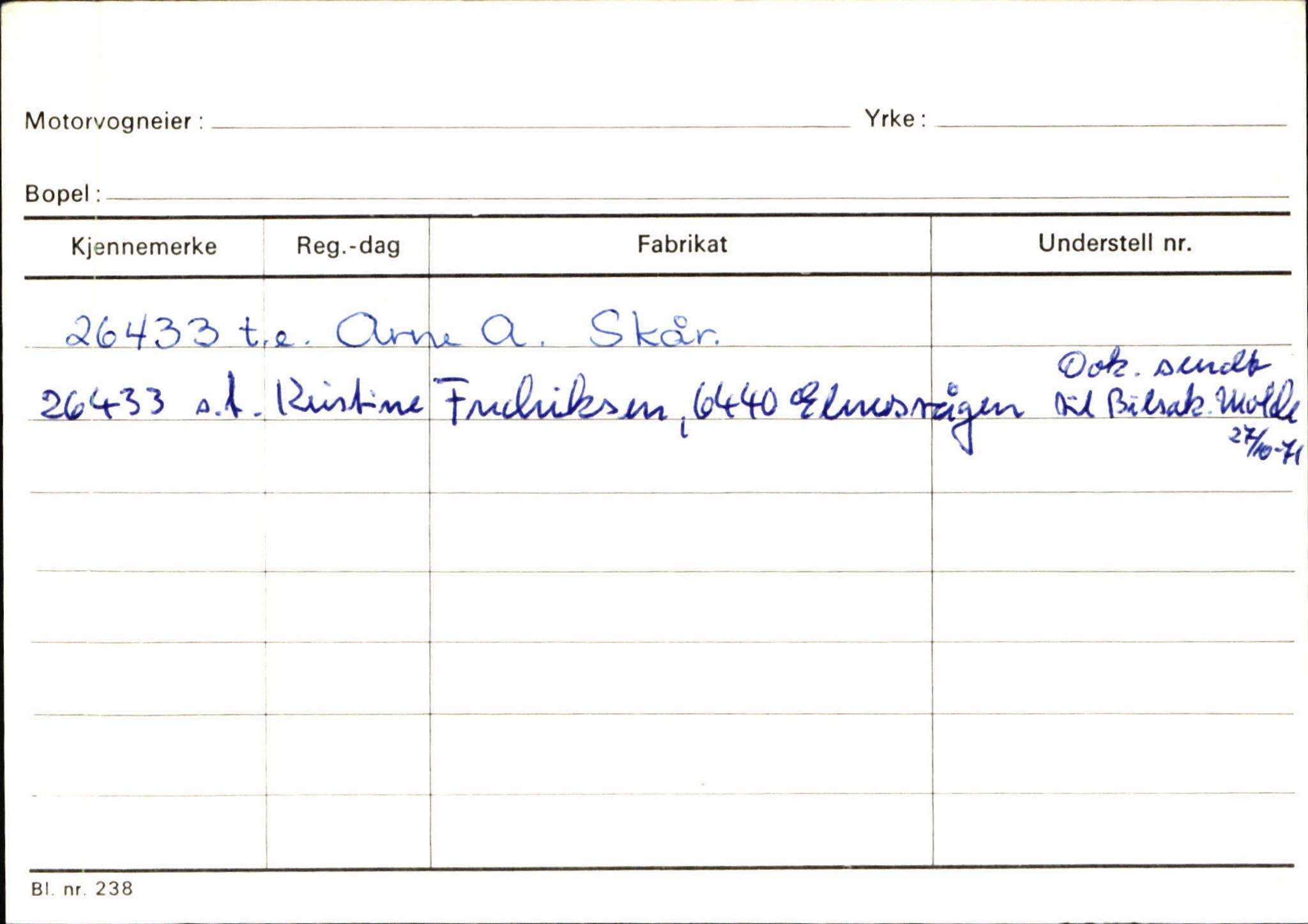 Statens vegvesen, Sogn og Fjordane vegkontor, SAB/A-5301/4/F/L0132: Eigarregister Askvoll A-Å. Balestrand A-Å, 1945-1975, s. 156