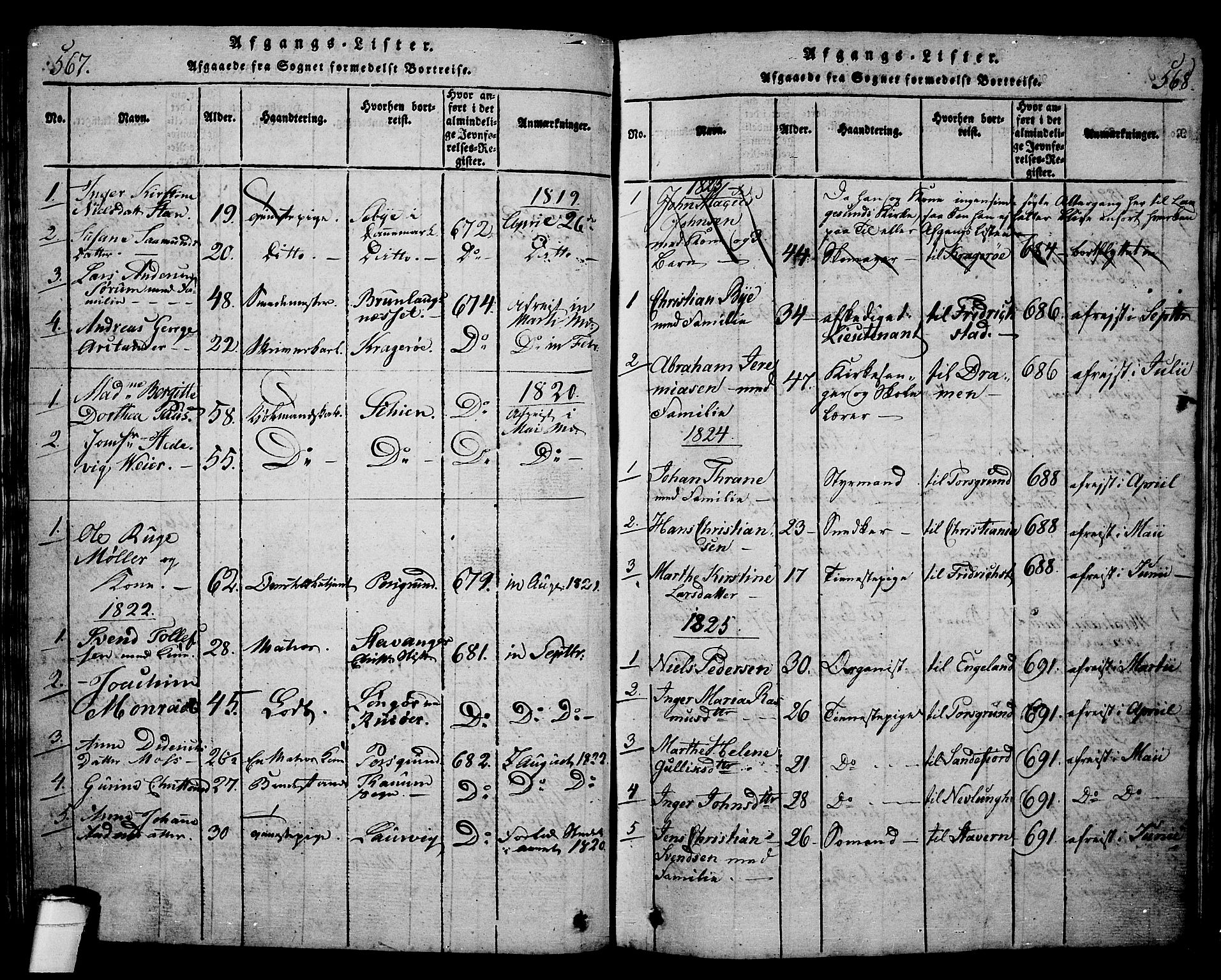 Langesund kirkebøker, AV/SAKO-A-280/G/Ga/L0003: Klokkerbok nr. 3, 1815-1858, s. 567-568