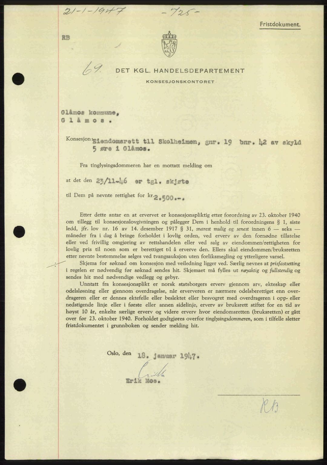 Gauldal sorenskriveri, SAT/A-0014/1/2/2C: Pantebok nr. A3, 1947-1947, Dagboknr: 69/1947