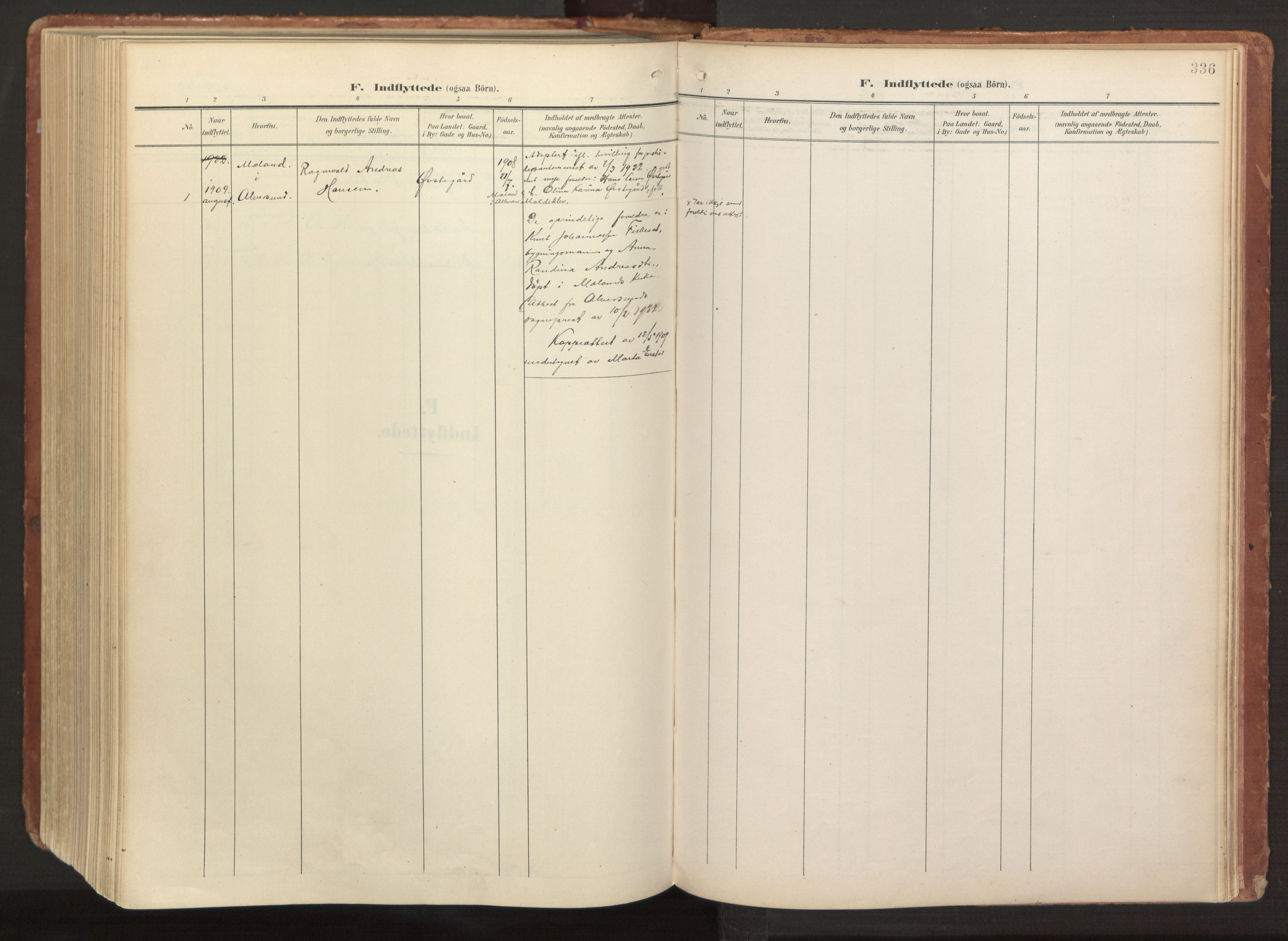 Hamre sokneprestembete, AV/SAB-A-75501/H/Ha/Haa/Haab/L0002: Ministerialbok nr. B 2, 1905-1924, s. 336