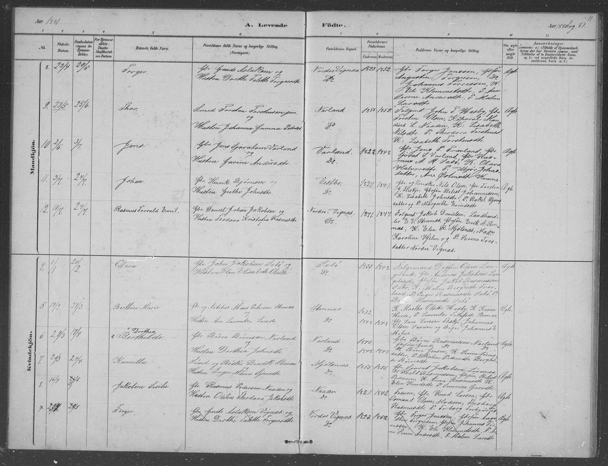 Finnøy sokneprestkontor, AV/SAST-A-101825/H/Ha/Hab/L0003: Klokkerbok nr. B 3, 1879-1899, s. 11