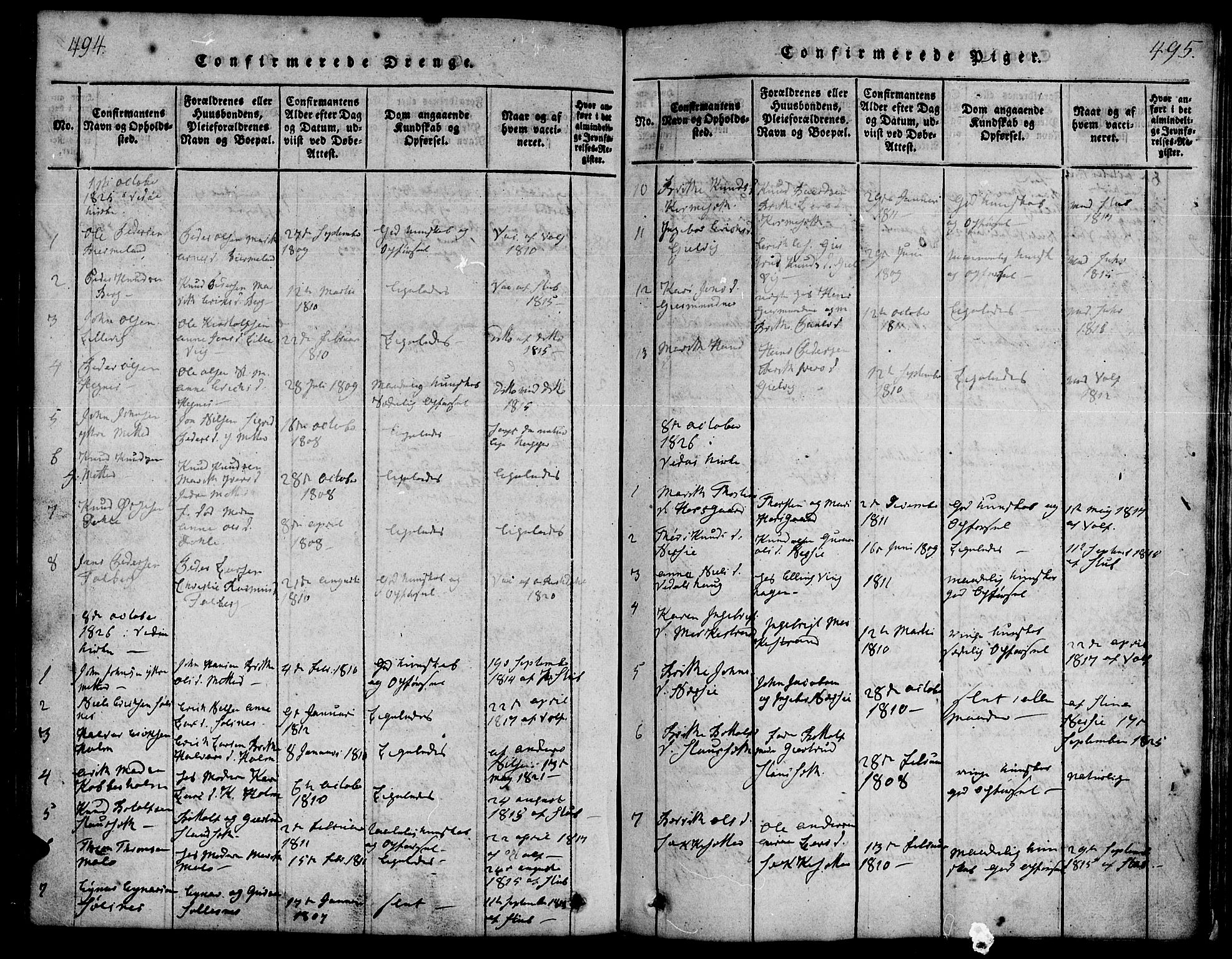 Ministerialprotokoller, klokkerbøker og fødselsregistre - Møre og Romsdal, AV/SAT-A-1454/547/L0602: Ministerialbok nr. 547A04, 1818-1845, s. 494-495