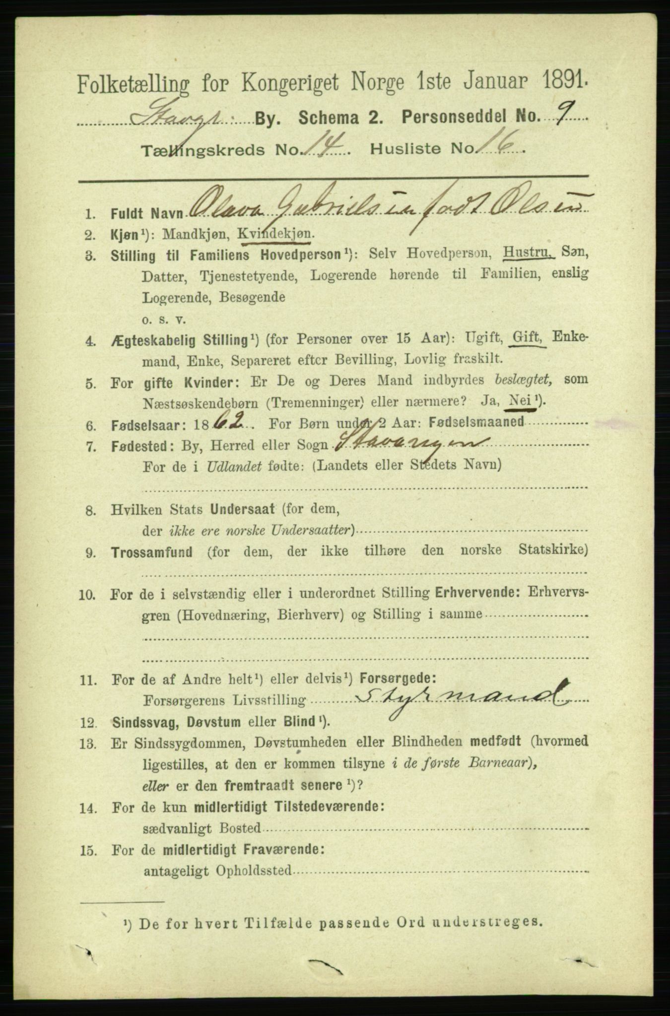 RA, Folketelling 1891 for 1103 Stavanger kjøpstad, 1891, s. 17091