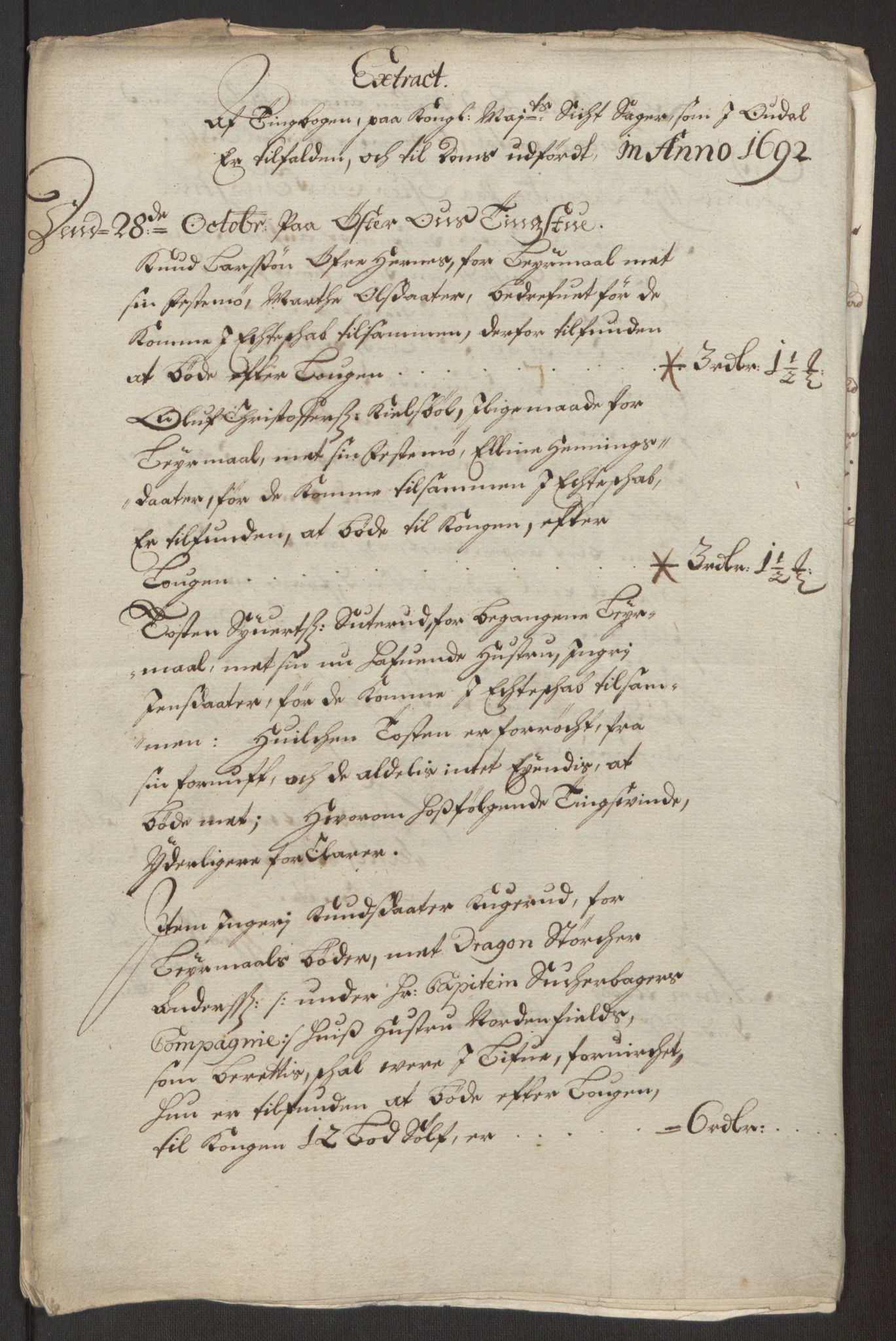 Rentekammeret inntil 1814, Reviderte regnskaper, Fogderegnskap, RA/EA-4092/R13/L0830: Fogderegnskap Solør, Odal og Østerdal, 1692, s. 178