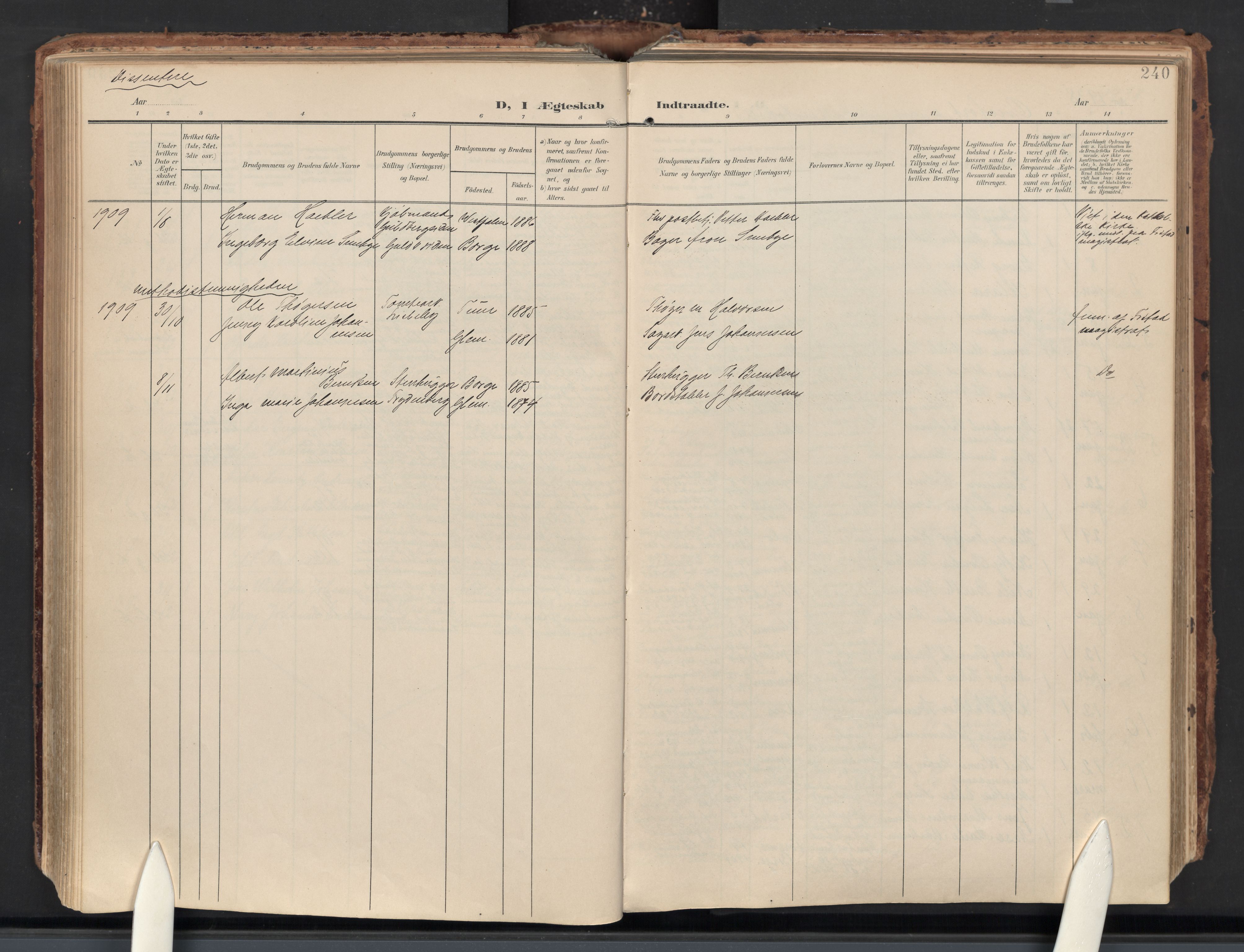 Glemmen prestekontor Kirkebøker, AV/SAO-A-10908/F/Fa/L0016: Ministerialbok nr. 16, 1903-1937, s. 240