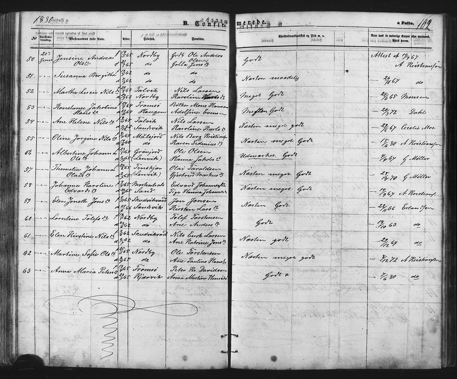 Balsfjord sokneprestembete, AV/SATØ-S-1303/G/Gab/L0002klokker: Klokkerbok nr. 2, 1870-1886, s. 102