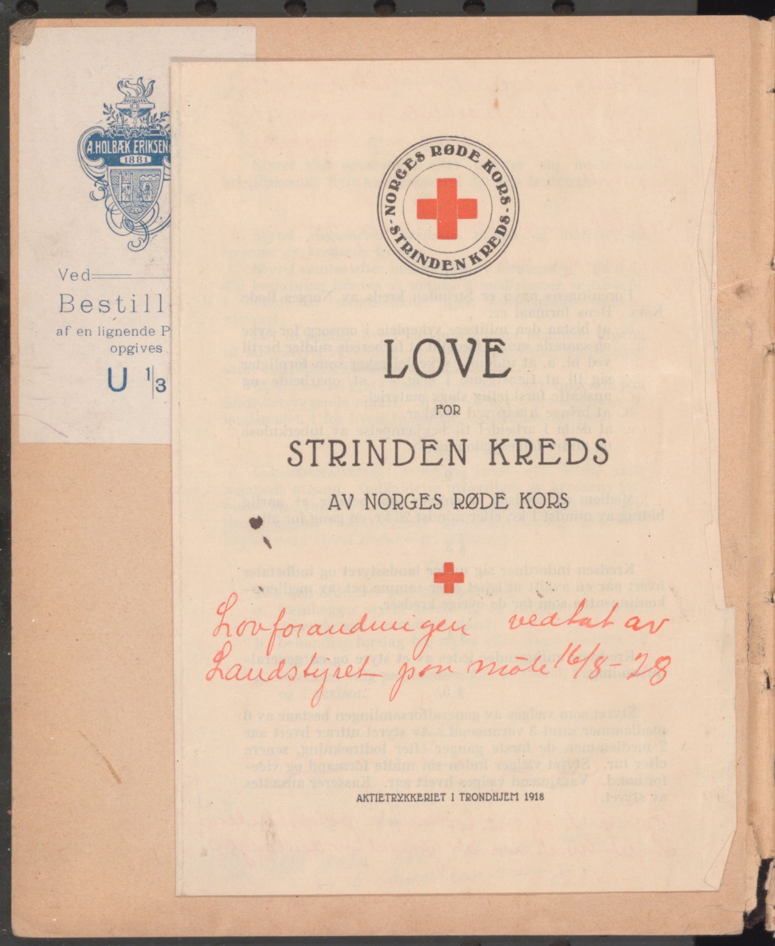 Trondheim Røde Kors, TRKO/PA-1204/A/Ab/L0001: Forhandlingsprotokoll for styret Strinda Røde Kors, 1914-1925, s. 2