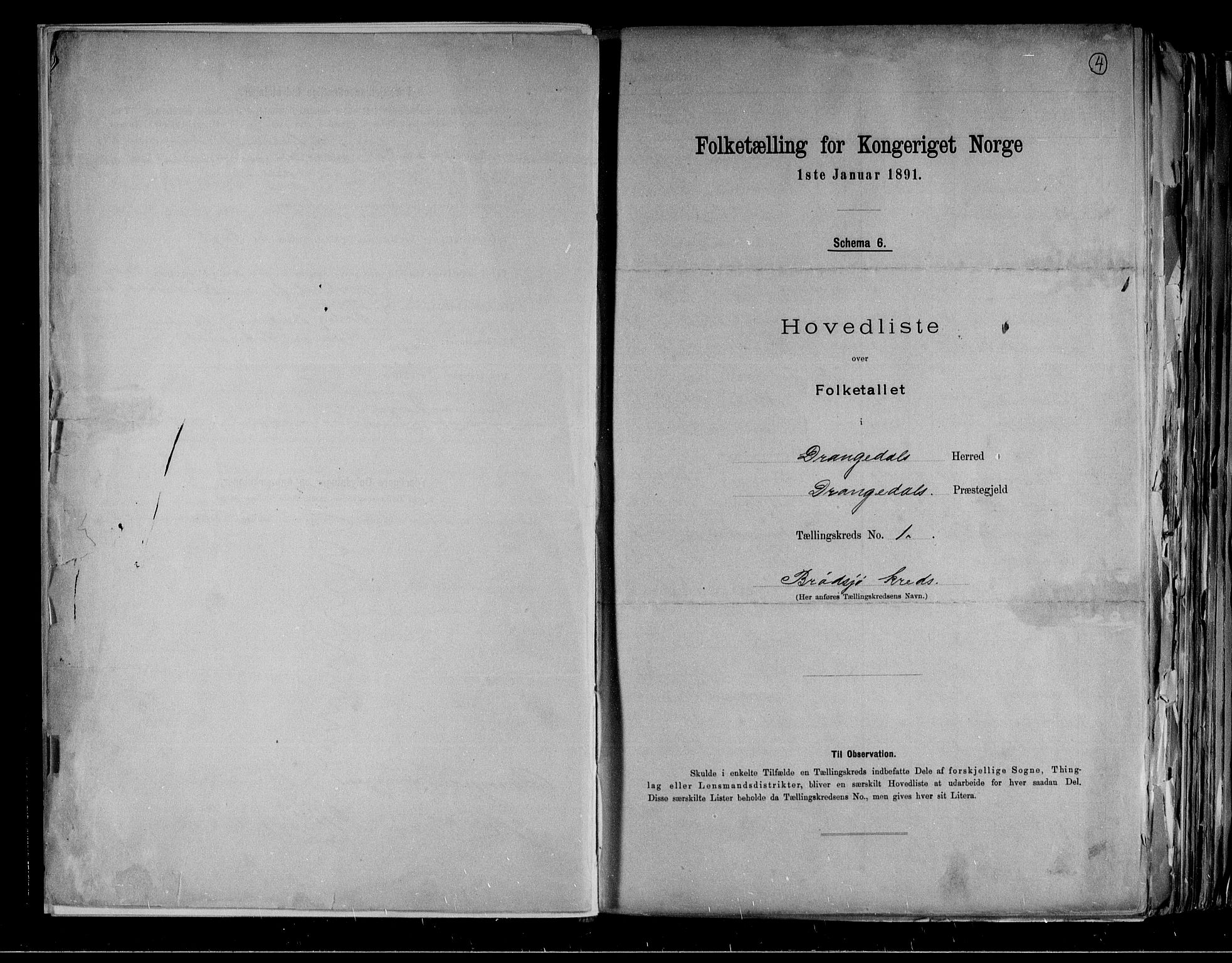 RA, Folketelling 1891 for 0817 Drangedal herred, 1891, s. 4