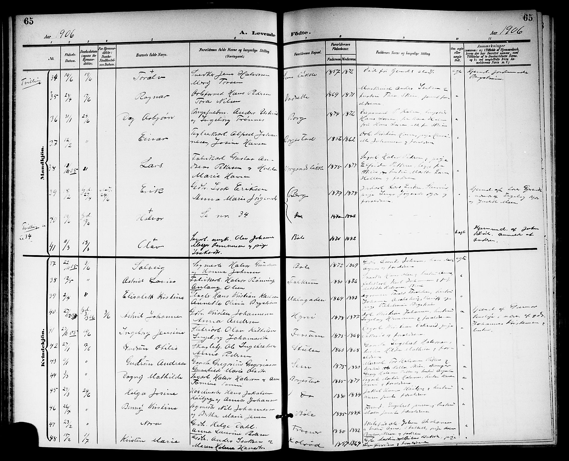 Gjerpen kirkebøker, AV/SAKO-A-265/G/Ga/L0003: Klokkerbok nr. I 3, 1901-1919, s. 65