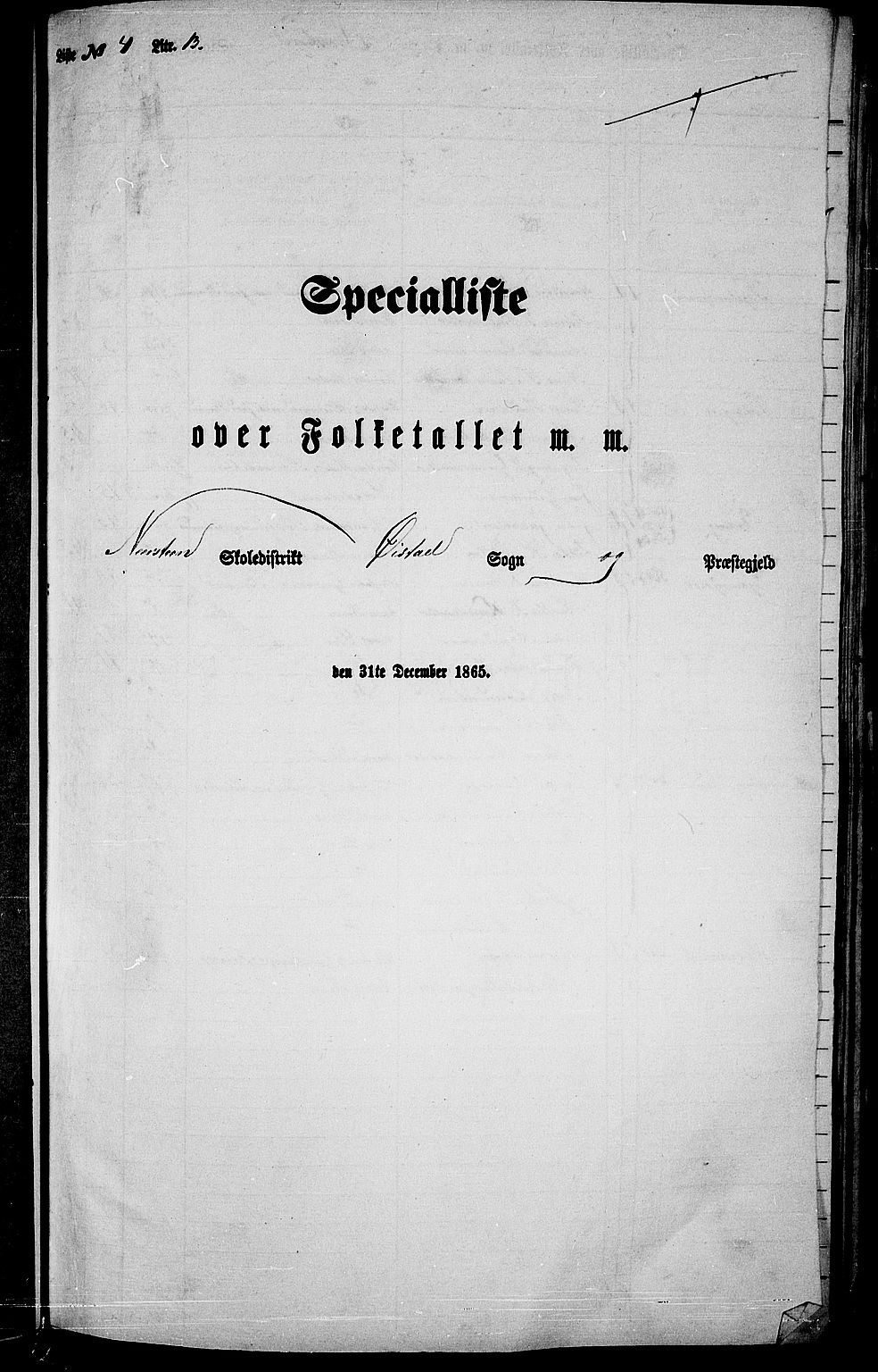 RA, Folketelling 1865 for 0920P Øyestad prestegjeld, 1865, s. 65