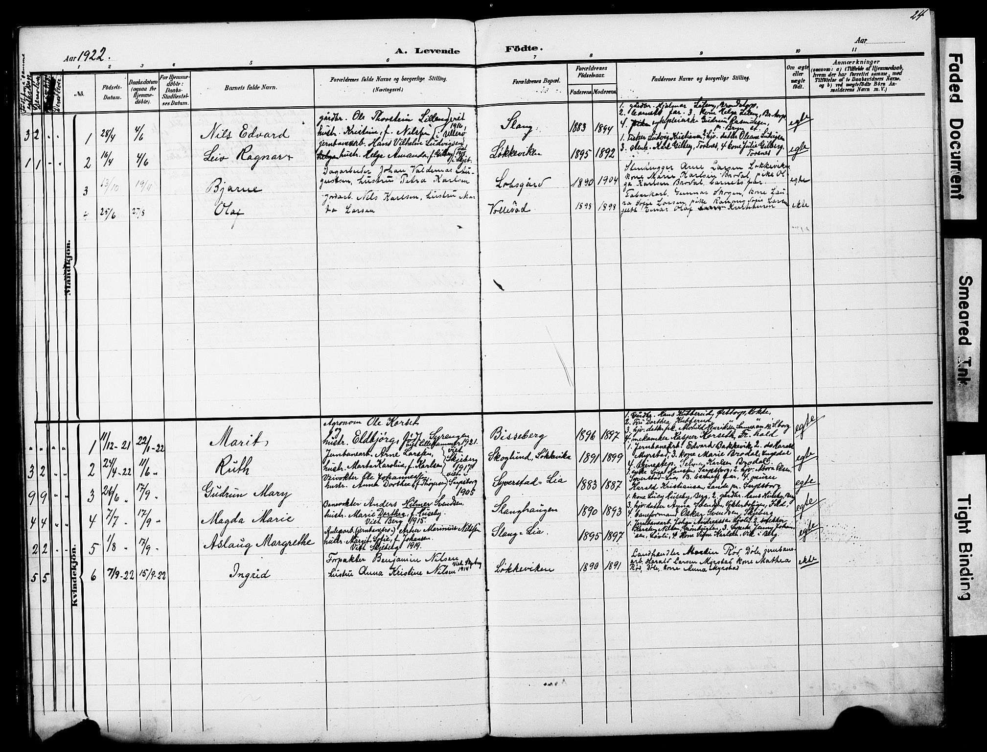 Skjeberg prestekontor Kirkebøker, AV/SAO-A-10923/G/Ge/L0001: Klokkerbok nr. V 1, 1901-1931, s. 24