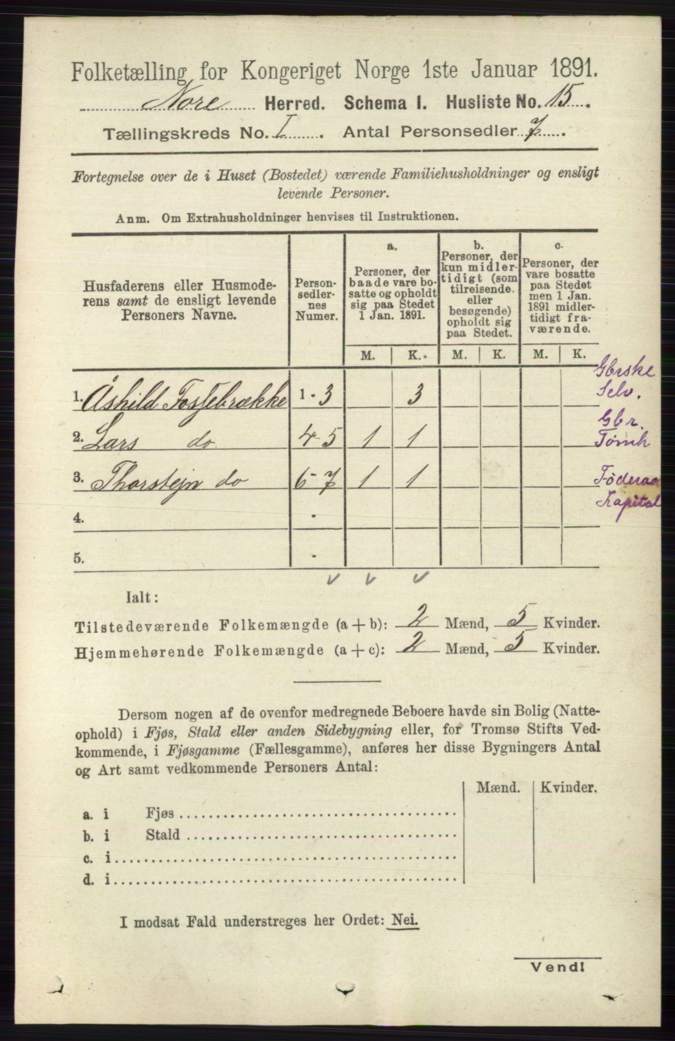 RA, Folketelling 1891 for 0633 Nore herred, 1891, s. 51