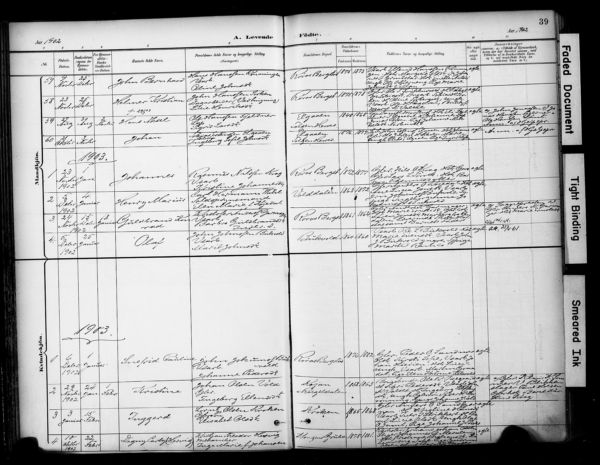 Ministerialprotokoller, klokkerbøker og fødselsregistre - Sør-Trøndelag, AV/SAT-A-1456/681/L0936: Ministerialbok nr. 681A14, 1899-1908, s. 39