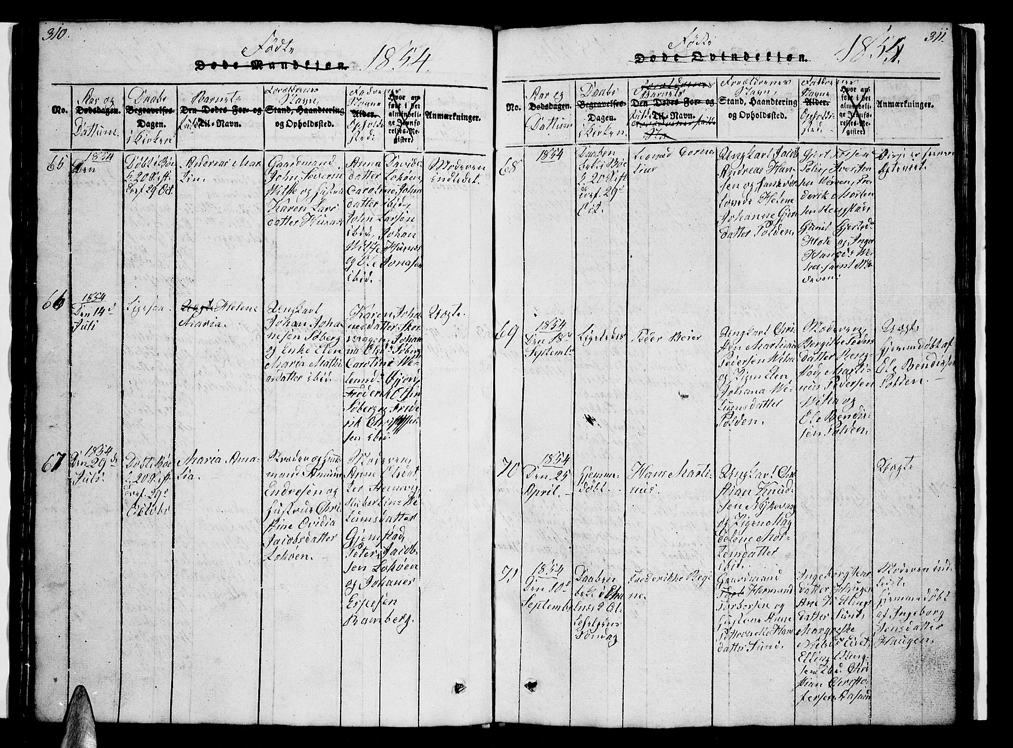Ministerialprotokoller, klokkerbøker og fødselsregistre - Nordland, AV/SAT-A-1459/891/L1312: Klokkerbok nr. 891C01, 1820-1856, s. 310-311