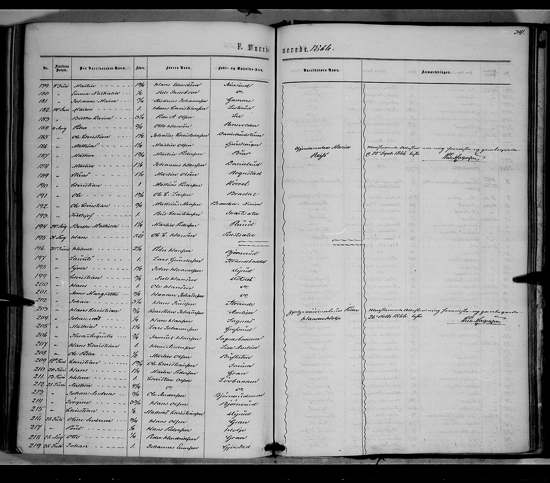 Vestre Toten prestekontor, SAH/PREST-108/H/Ha/Haa/L0007: Ministerialbok nr. 7, 1862-1869, s. 341