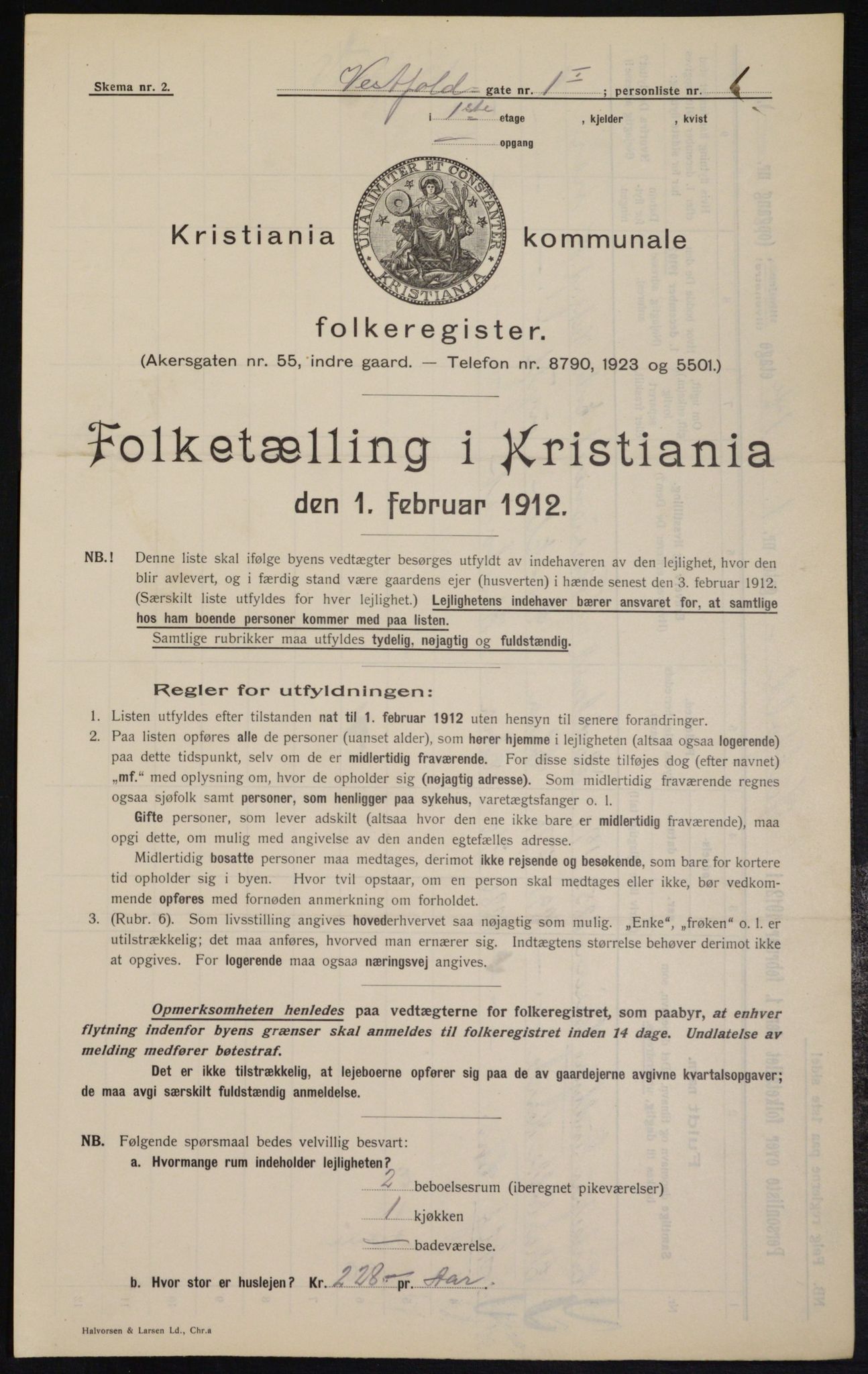 OBA, Kommunal folketelling 1.2.1912 for Kristiania, 1912, s. 122316