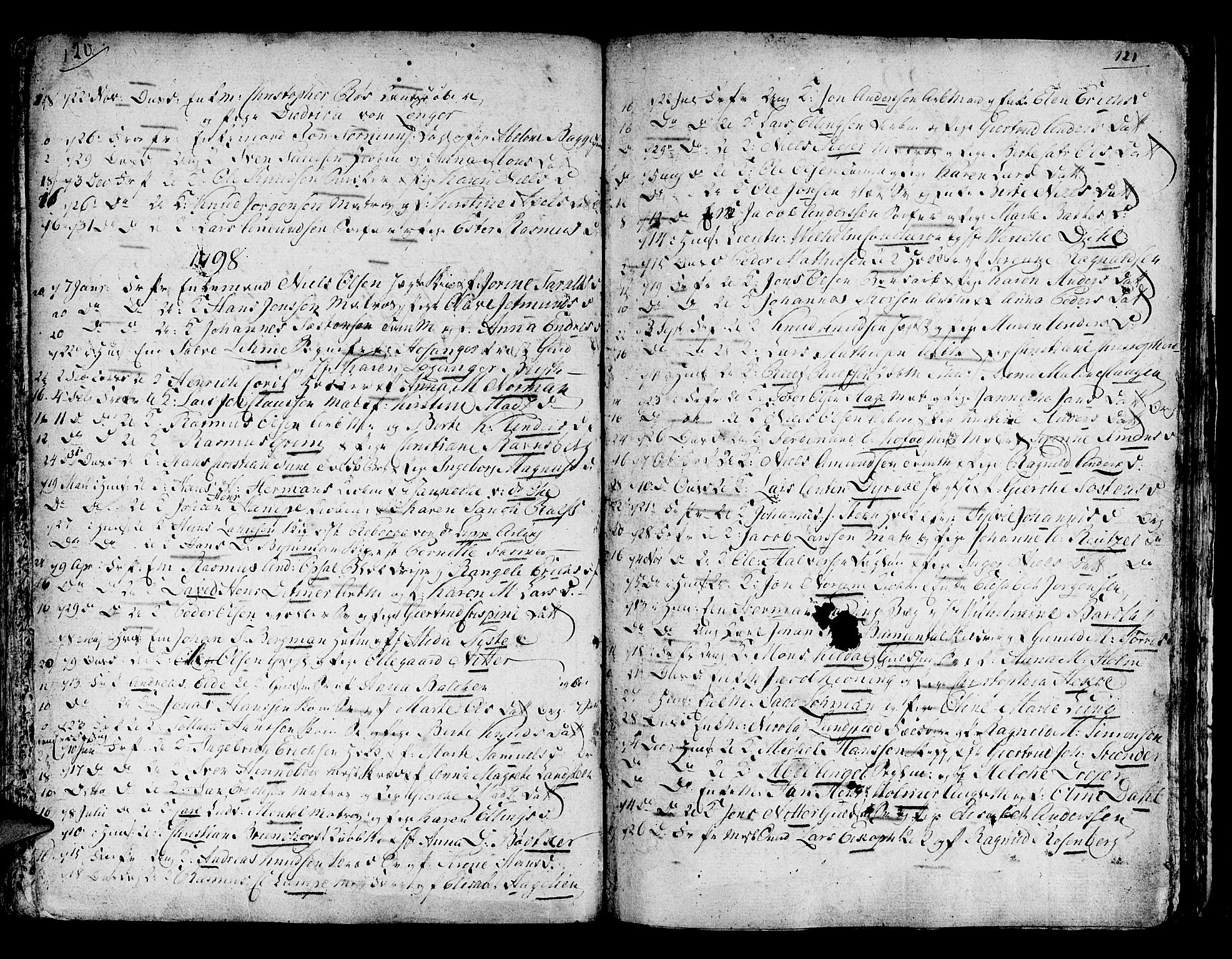 Domkirken sokneprestembete, AV/SAB-A-74801/H/Haa/L0007: Ministerialbok nr. A 7, 1725-1826, s. 120-121