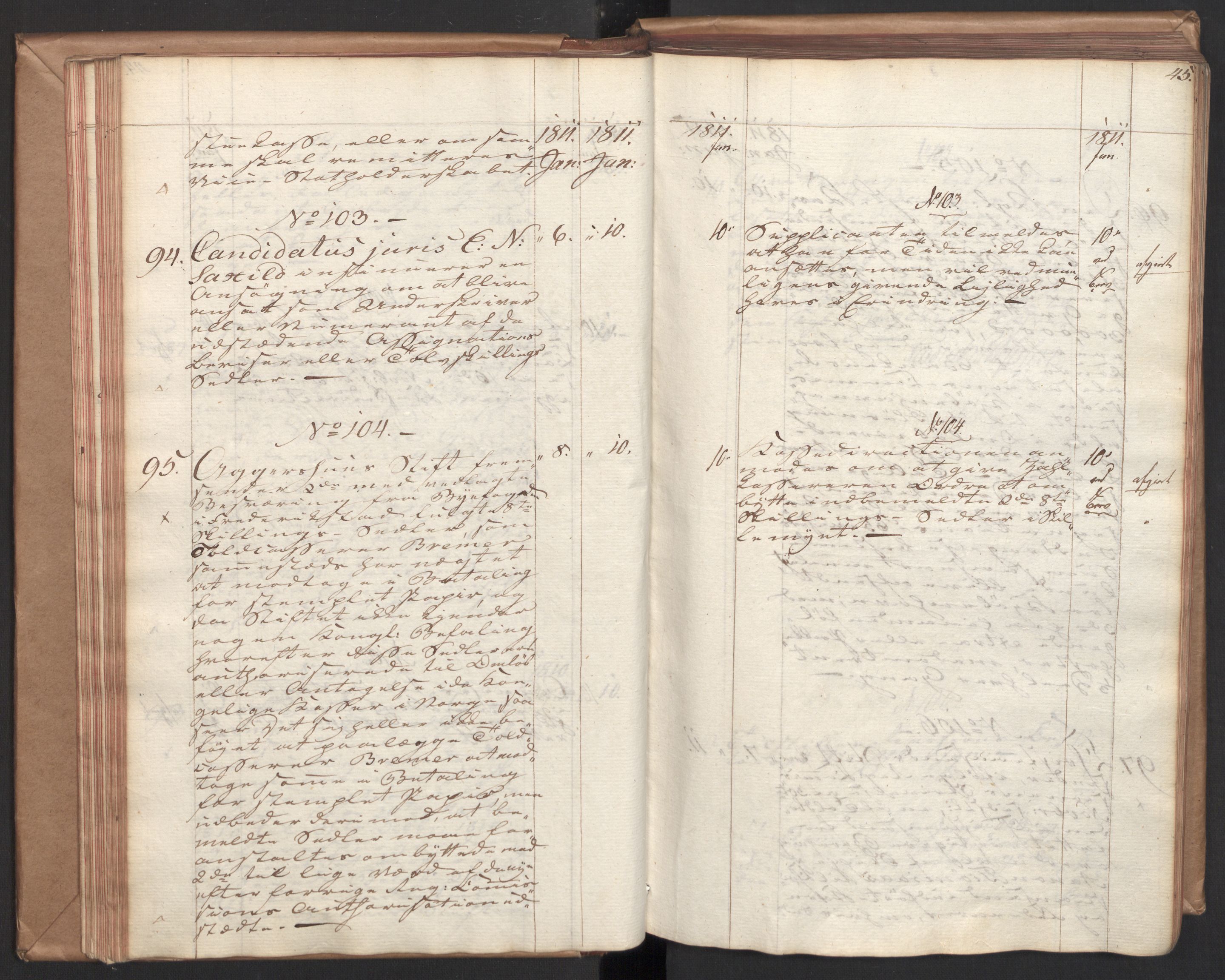 Stattholderembetet 1810-1814, 2. kontor (Kontor B), AV/RA-EA-5432/Ab/L0001: Referatprotokoll,  j.nr. 1-290,  l.nr. 1-347, 1810-1811, s. 44b-45a