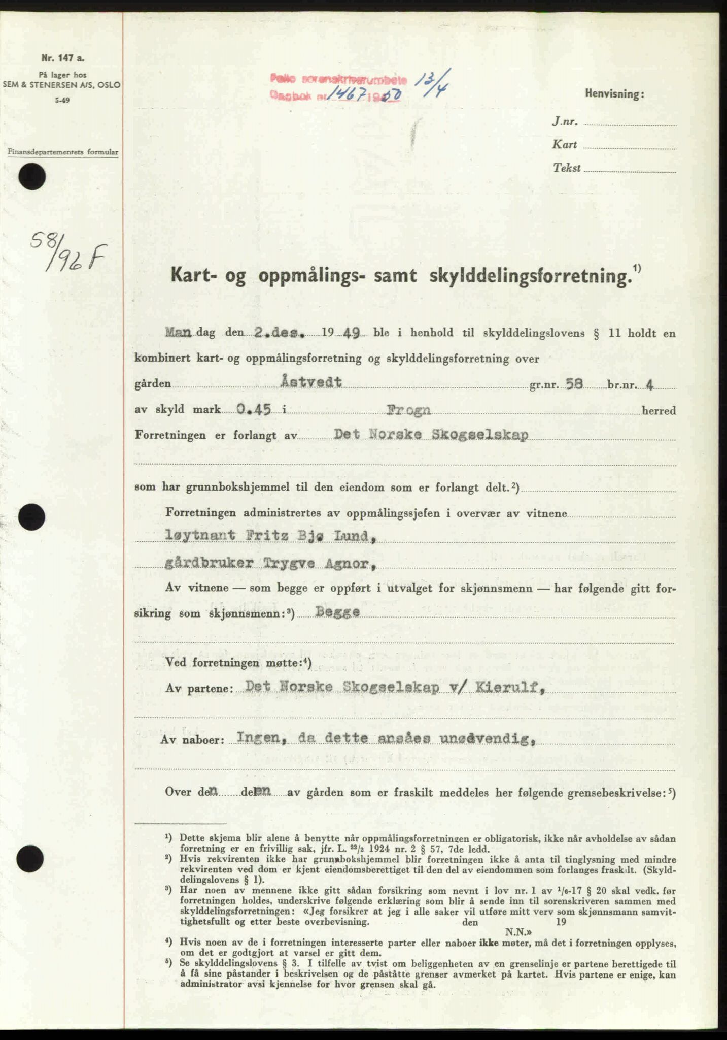 Follo sorenskriveri, SAO/A-10274/G/Ga/Gaa/L0092: Pantebok nr. I 92, 1950-1950, Dagboknr: 1467/1950