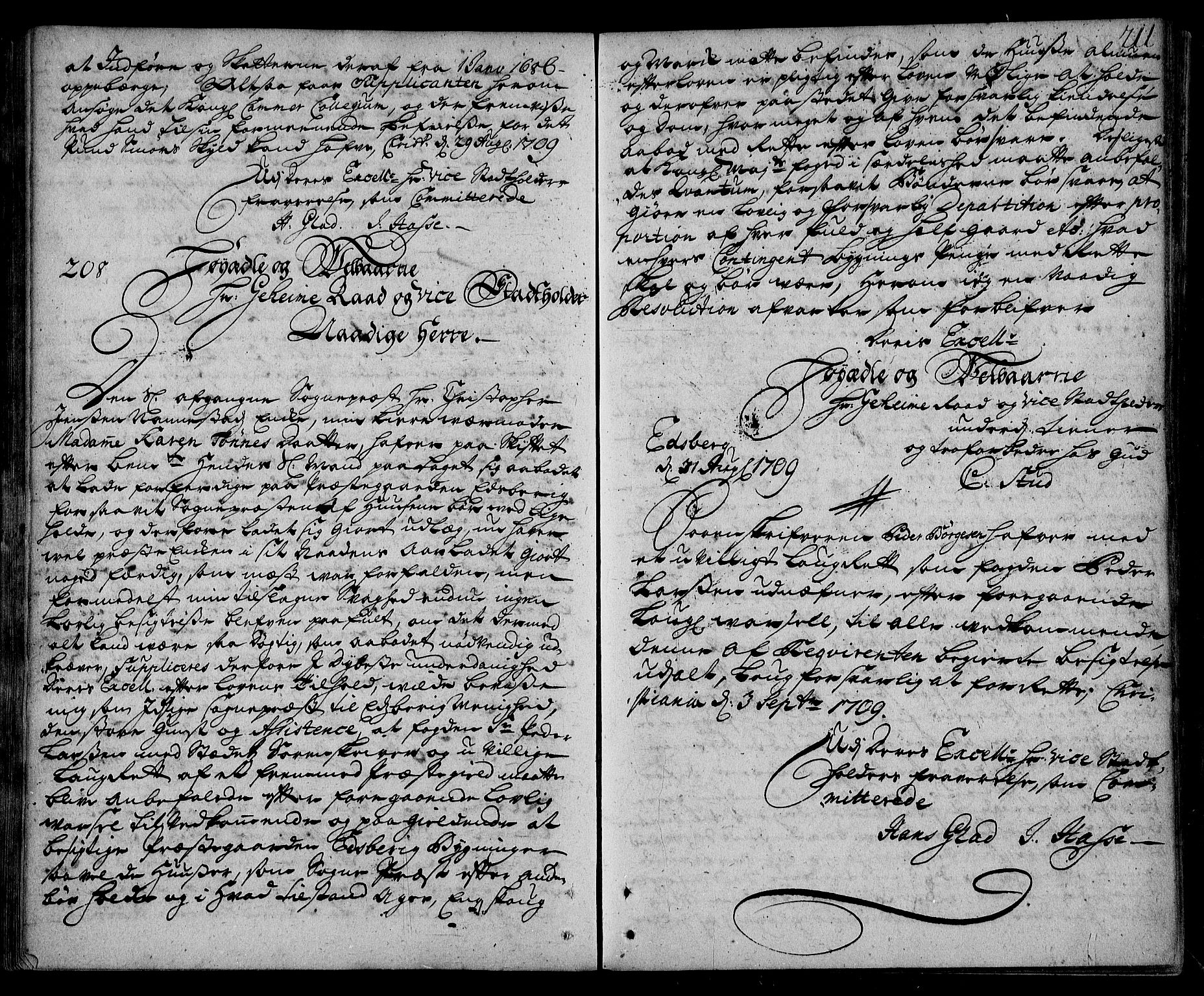 Stattholderembetet 1572-1771, AV/RA-EA-2870/Ad/L0008: Supplikasjons- og resolusjonsprotokoll, 1709, s. 210b-211a