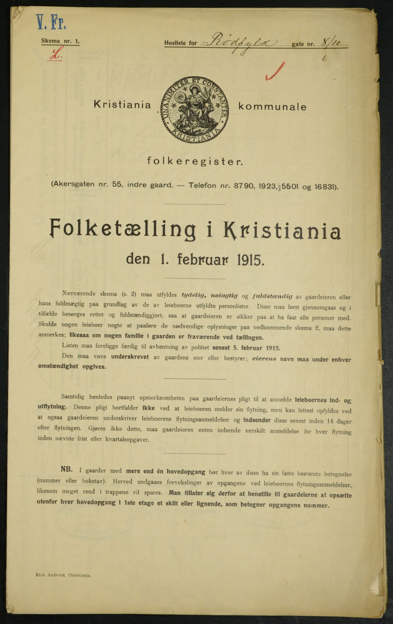 OBA, Kommunal folketelling 1.2.1915 for Kristiania, 1915, s. 85541