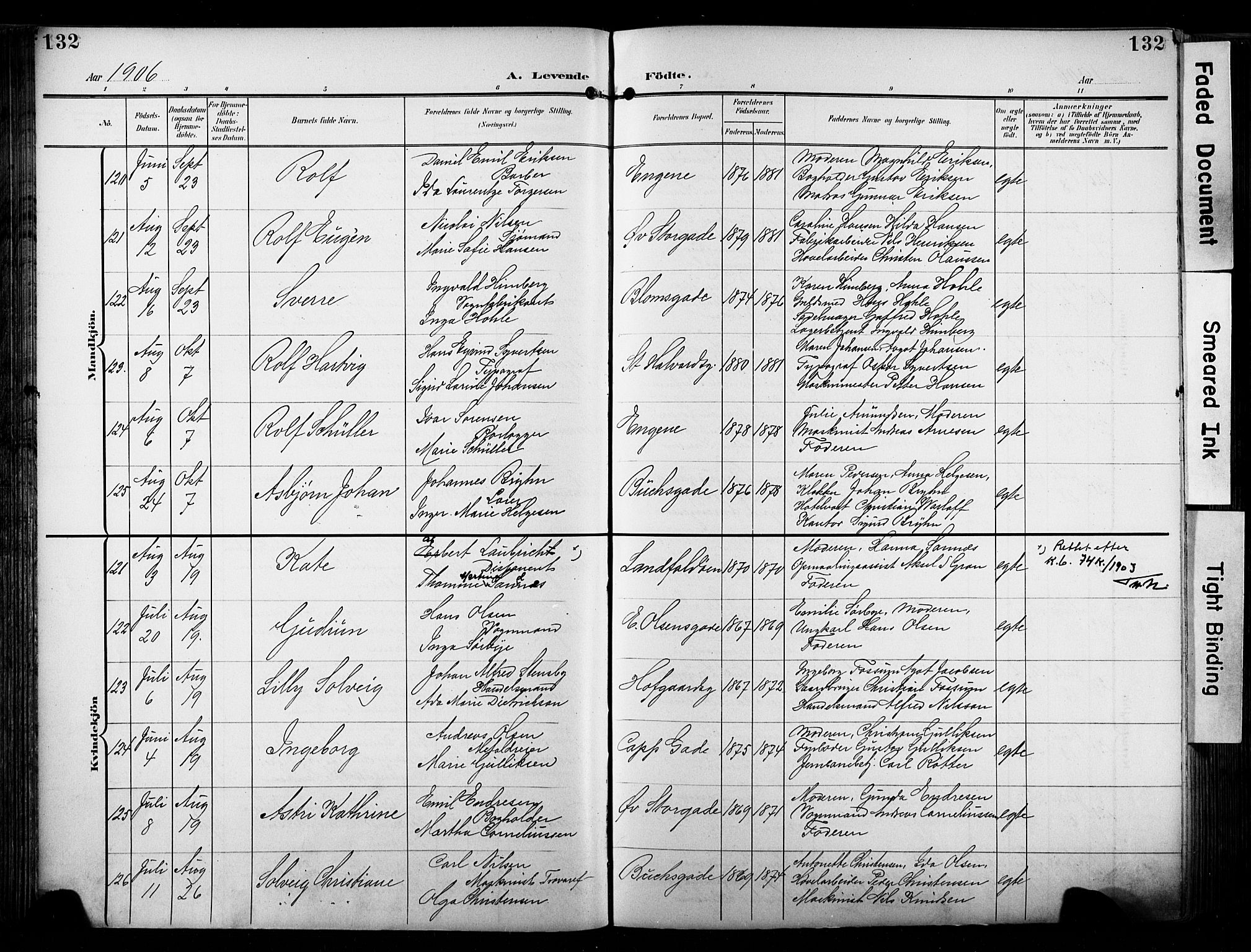 Bragernes kirkebøker, AV/SAKO-A-6/F/Fb/L0009: Ministerialbok nr. II 9, 1902-1911, s. 132