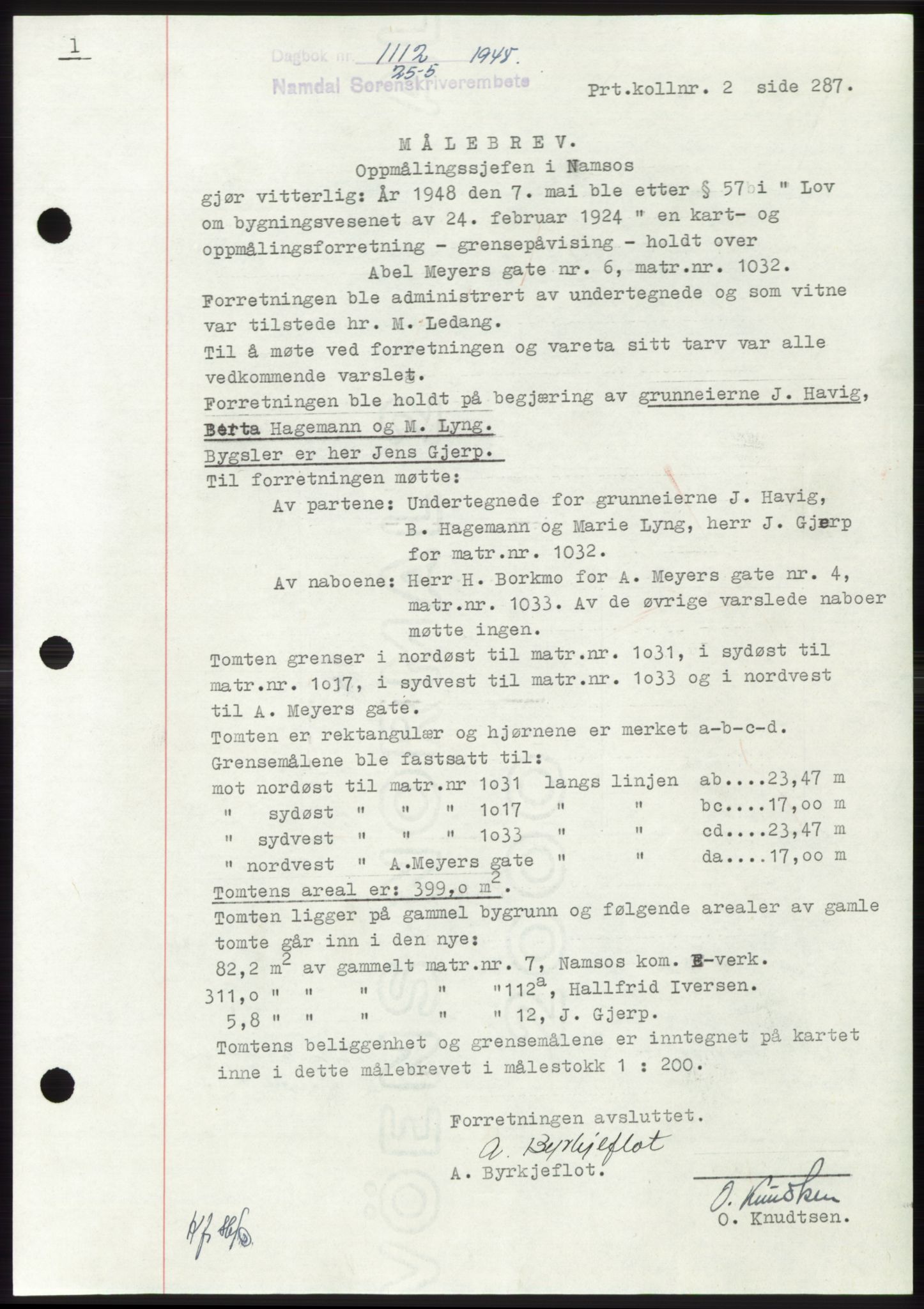 Namdal sorenskriveri, SAT/A-4133/1/2/2C: Pantebok nr. -, 1947-1948, Dagboknr: 1112/1948