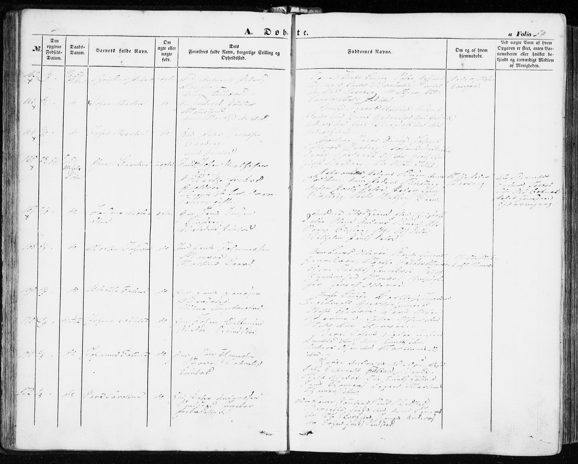 Ministerialprotokoller, klokkerbøker og fødselsregistre - Sør-Trøndelag, SAT/A-1456/634/L0530: Ministerialbok nr. 634A06, 1852-1860, s. 54
