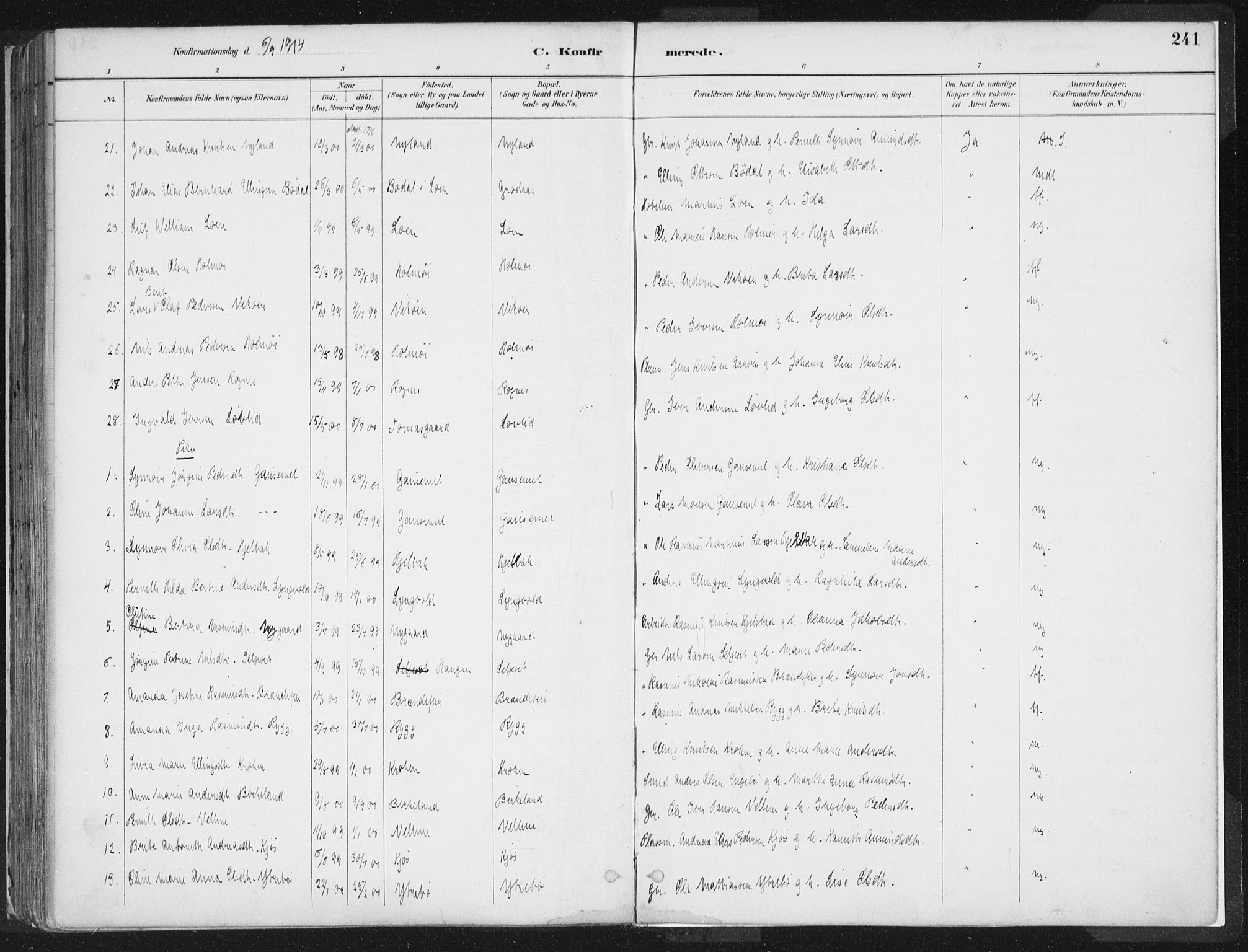 Hornindal sokneprestembete, AV/SAB-A-82401/H/Haa/Haaa/L0003/0001: Ministerialbok nr. A 3A, 1887-1917, s. 241