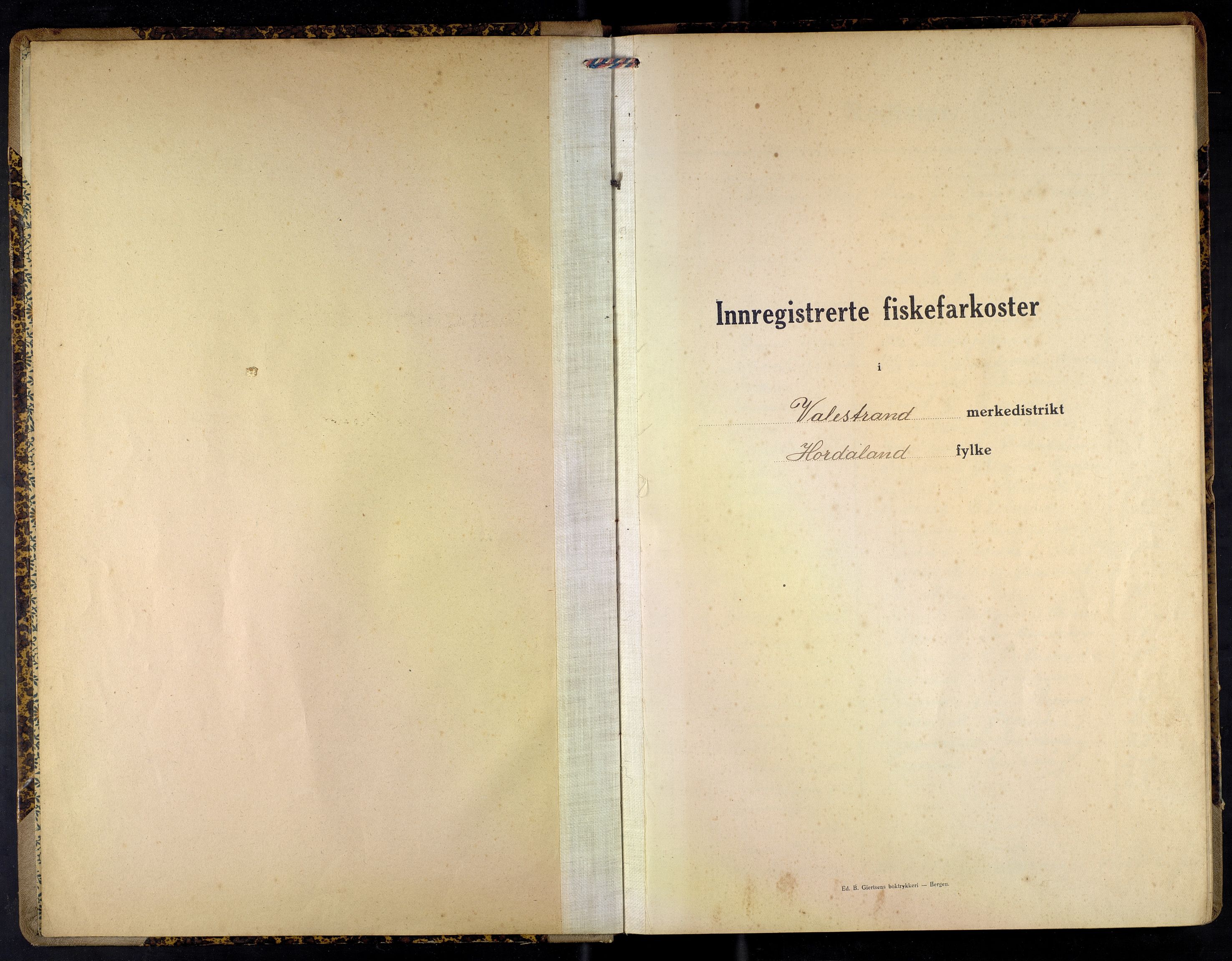 Fiskeridirektoratet - 1 Adm. ledelse - 13 Båtkontoret, SAB/A-2003/I/Ia/Iah/L0139: 135.0851/1 Merkeprotokoll - Valestrand, 1920-1927