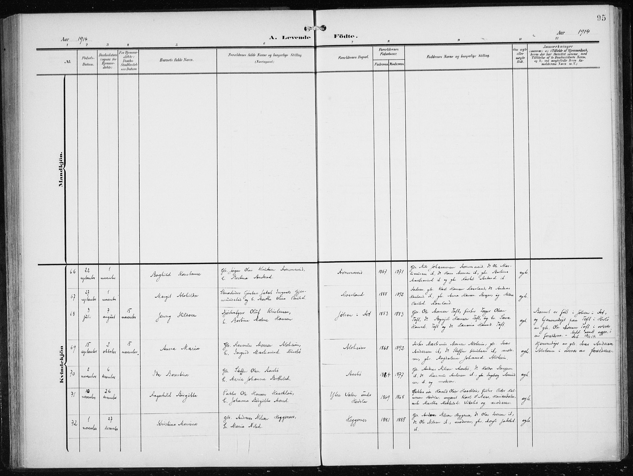 Herdla Sokneprestembete, AV/SAB-A-75701/H/Haa: Ministerialbok nr. A 5, 1905-1918, s. 95