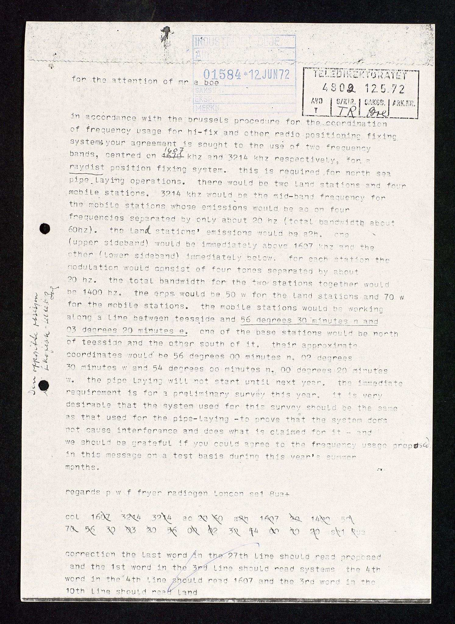 Industridepartementet, Oljekontoret, AV/SAST-A-101348/Da/L0013: Arkivnøkkel 798 Kart, posisjonering, verneregister, div. ang personell, 1965-1973, s. 314