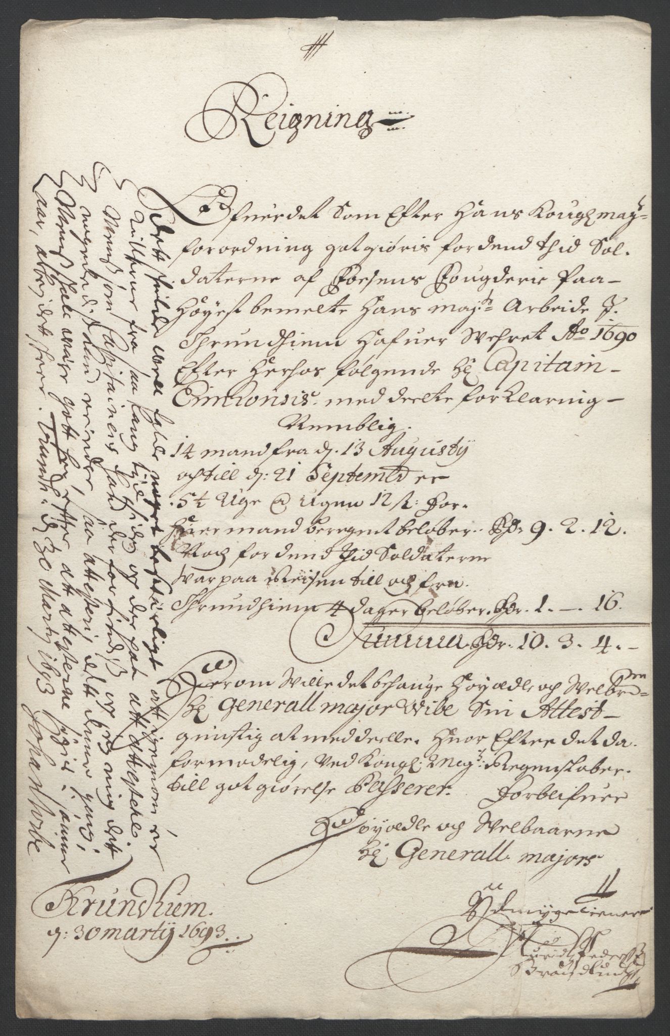 Rentekammeret inntil 1814, Reviderte regnskaper, Fogderegnskap, AV/RA-EA-4092/R57/L3849: Fogderegnskap Fosen, 1692-1693, s. 289