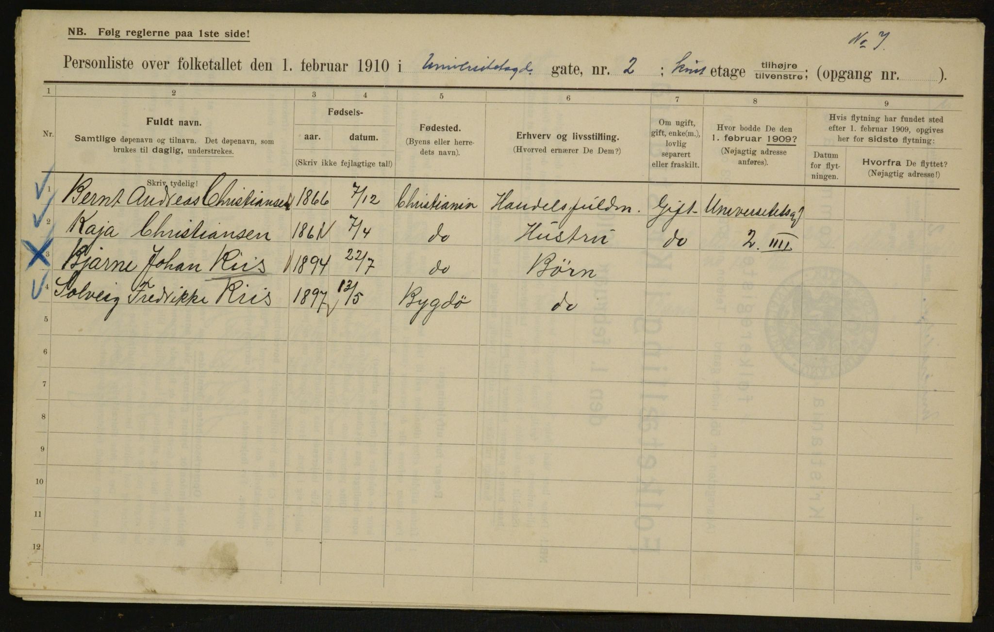 OBA, Kommunal folketelling 1.2.1910 for Kristiania, 1910, s. 113670