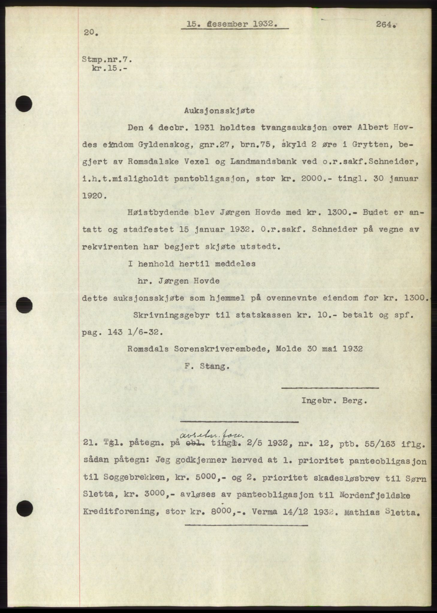 Romsdal sorenskriveri, SAT/A-4149/1/2/2C/L0062: Pantebok nr. 56, 1932-1933, Tingl.dato: 15.12.1932