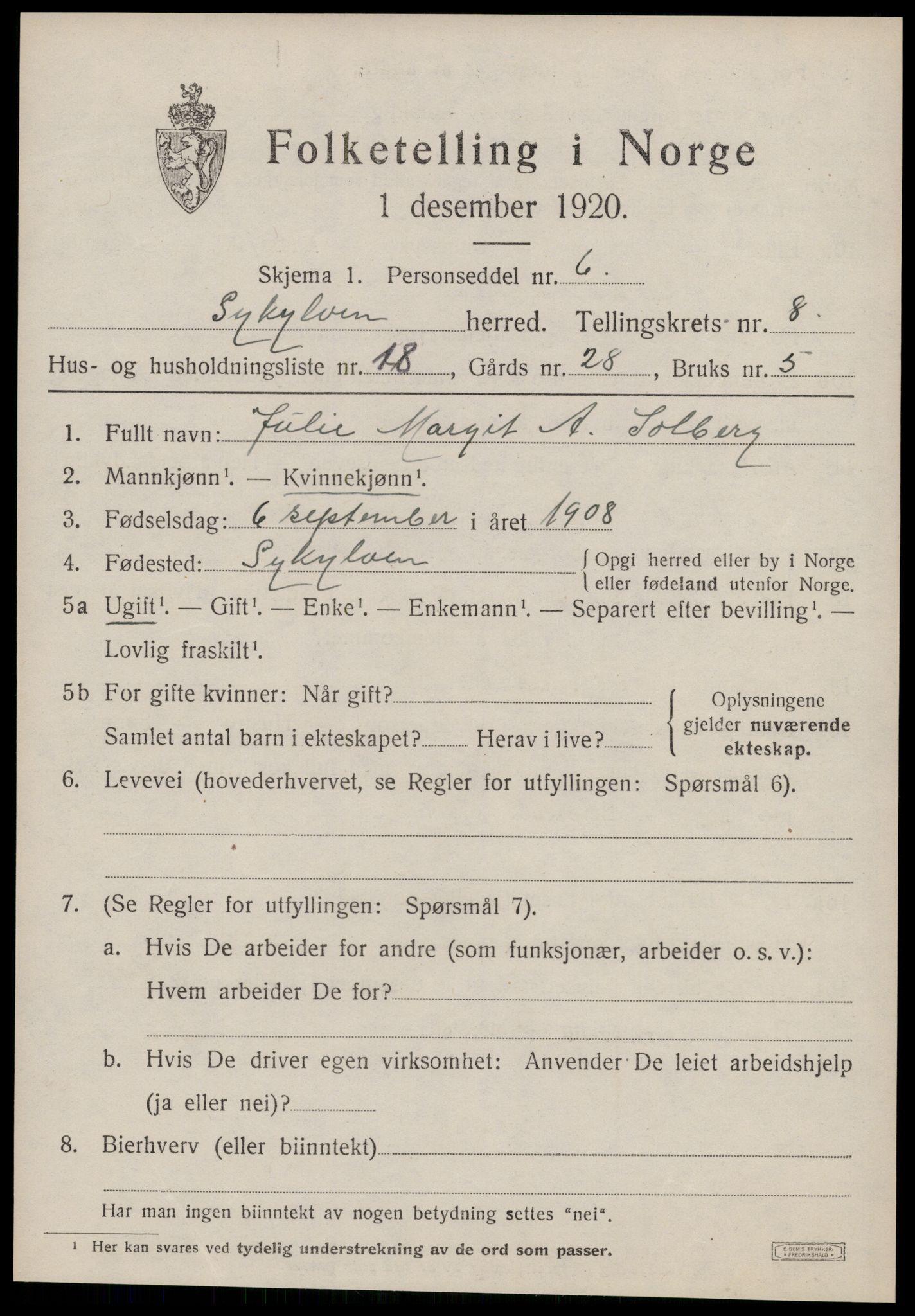 SAT, Folketelling 1920 for 1528 Sykkylven herred, 1920, s. 4503
