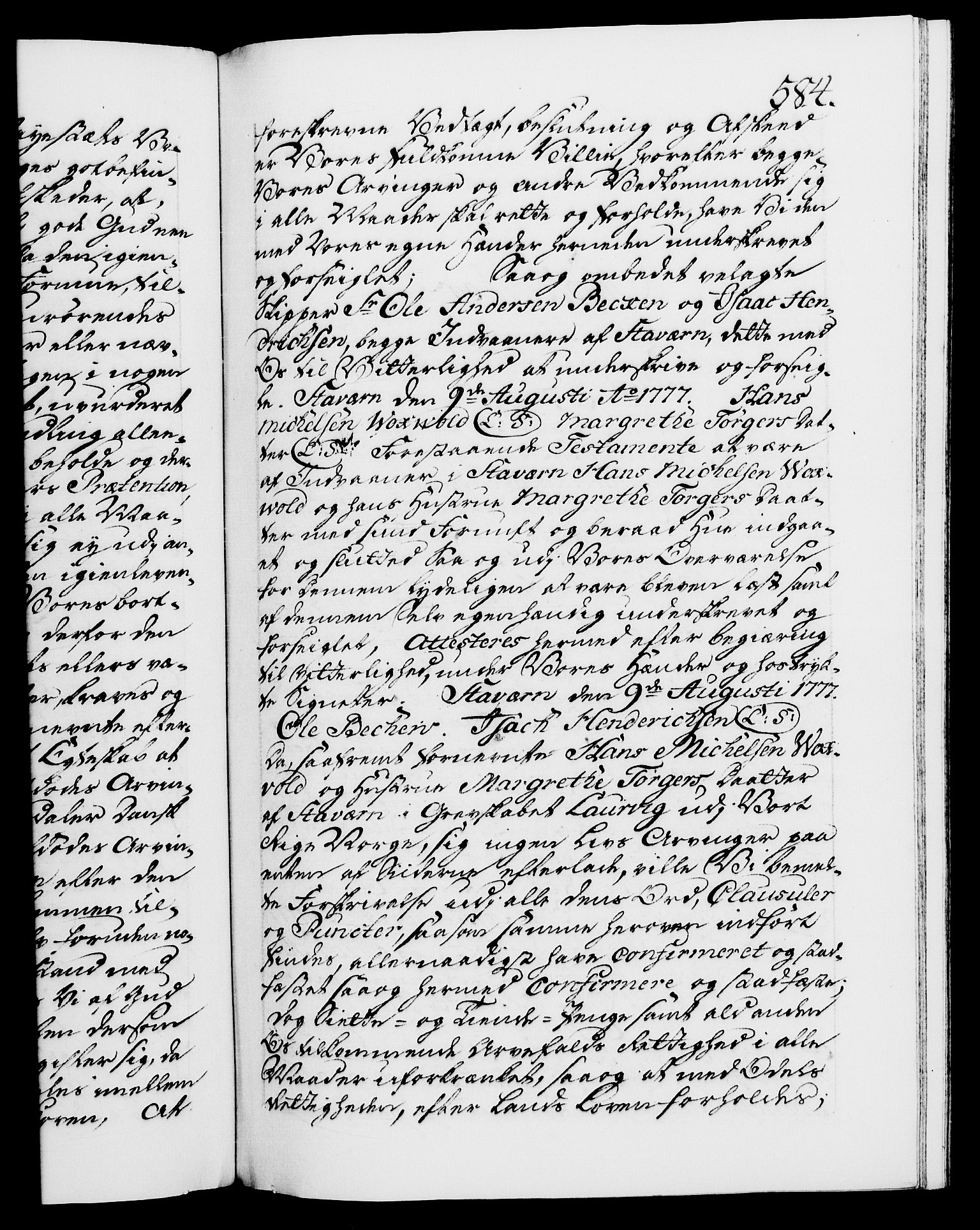 Danske Kanselli 1572-1799, RA/EA-3023/F/Fc/Fca/Fcaa/L0047: Norske registre, 1776-1778, s. 584a