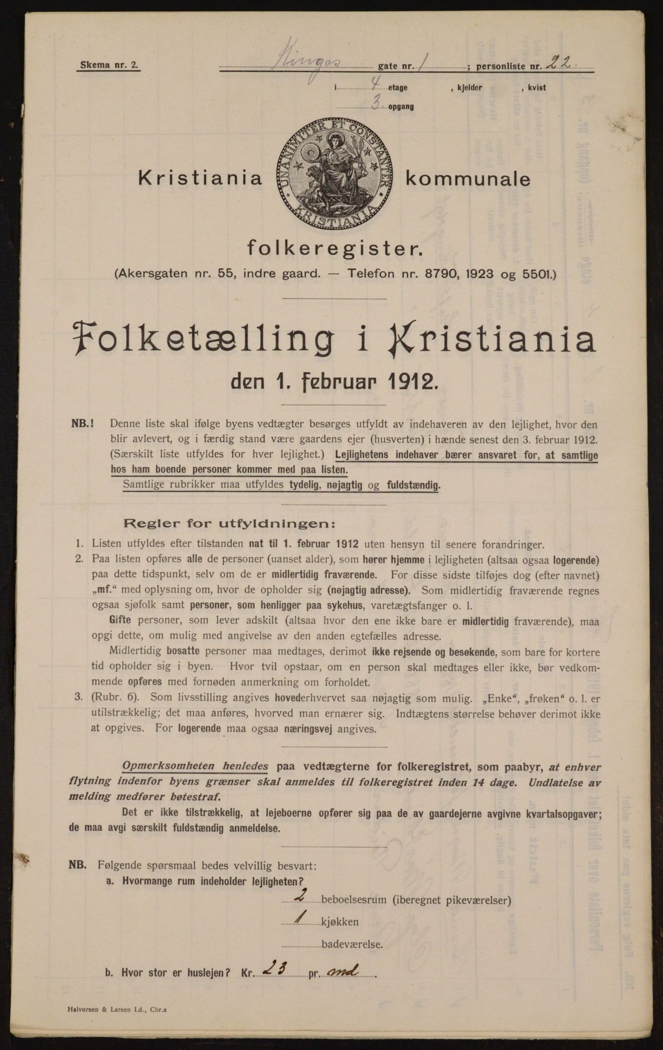 OBA, Kommunal folketelling 1.2.1912 for Kristiania, 1912, s. 49777