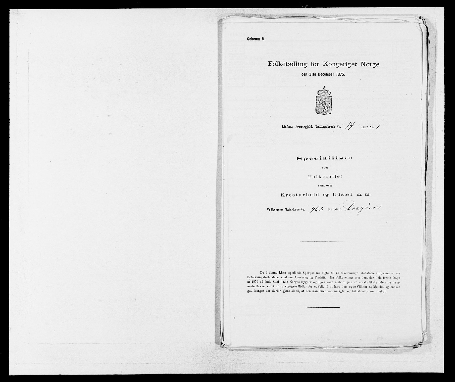 SAB, Folketelling 1875 for 1263P Lindås prestegjeld, 1875, s. 1419