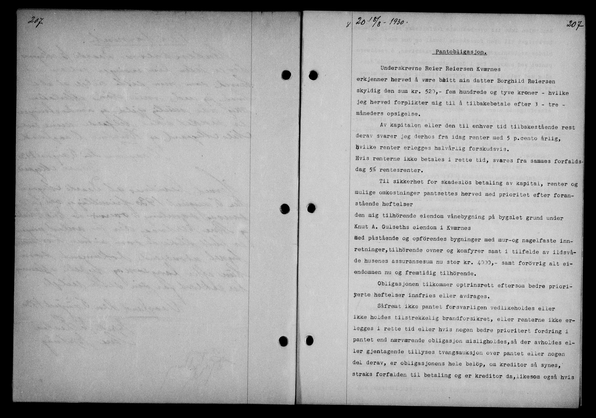 Nordmøre sorenskriveri, AV/SAT-A-4132/1/2/2Ca/L0070: Pantebok nr. 60, 1930-1930, Tingl.dato: 18.08.1930