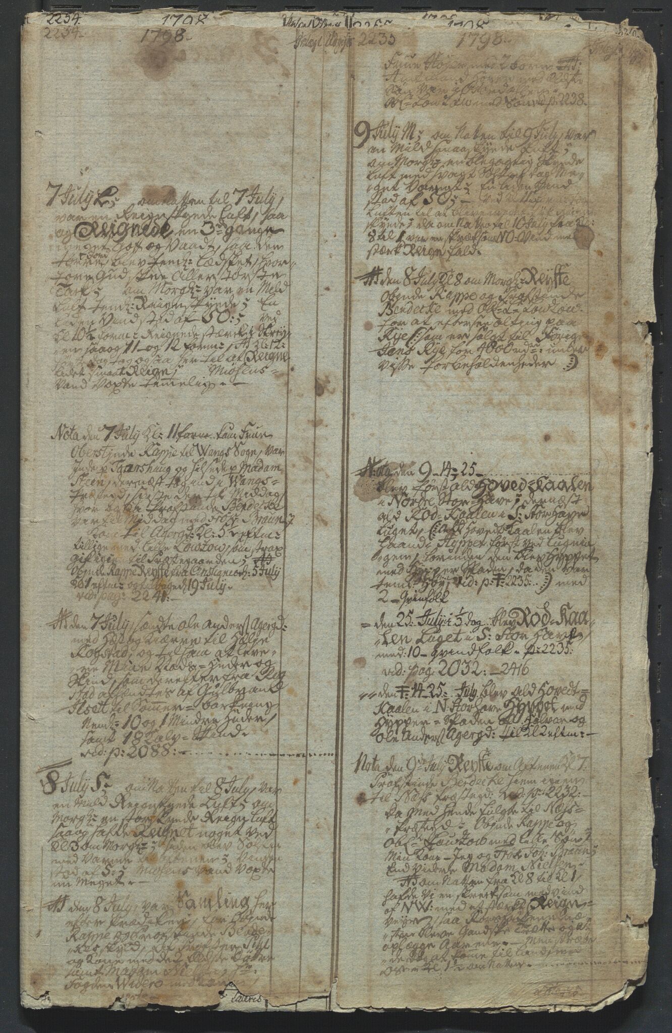 Åker i Vang, Hedmark, og familien Todderud, AV/SAH-ARK-010/G/Ga/L0003/0003: Dagbøker / Dagbok, 1798-1799