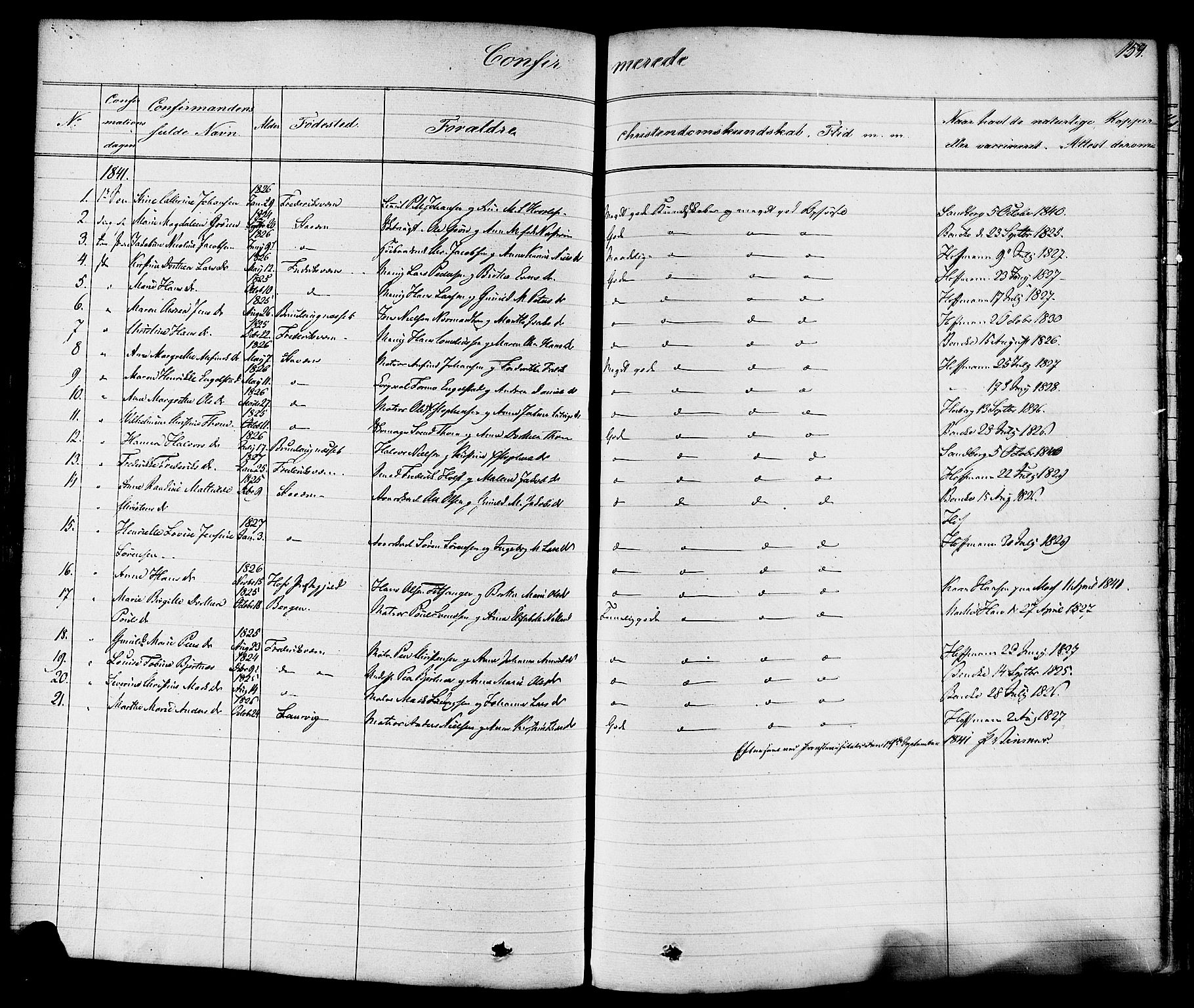 Stavern kirkebøker, AV/SAKO-A-318/F/Fa/L0007: Ministerialbok nr. 7, 1840-1877, s. 159