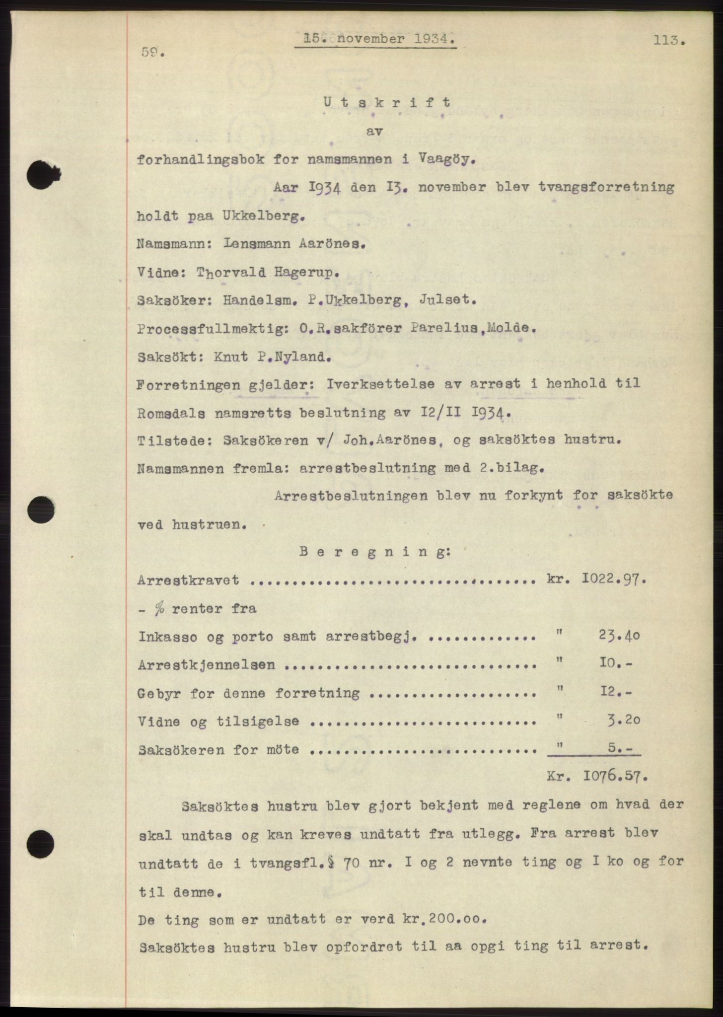 Romsdal sorenskriveri, AV/SAT-A-4149/1/2/2C/L0066: Pantebok nr. 60, 1934-1935, Tingl.dato: 15.11.1934