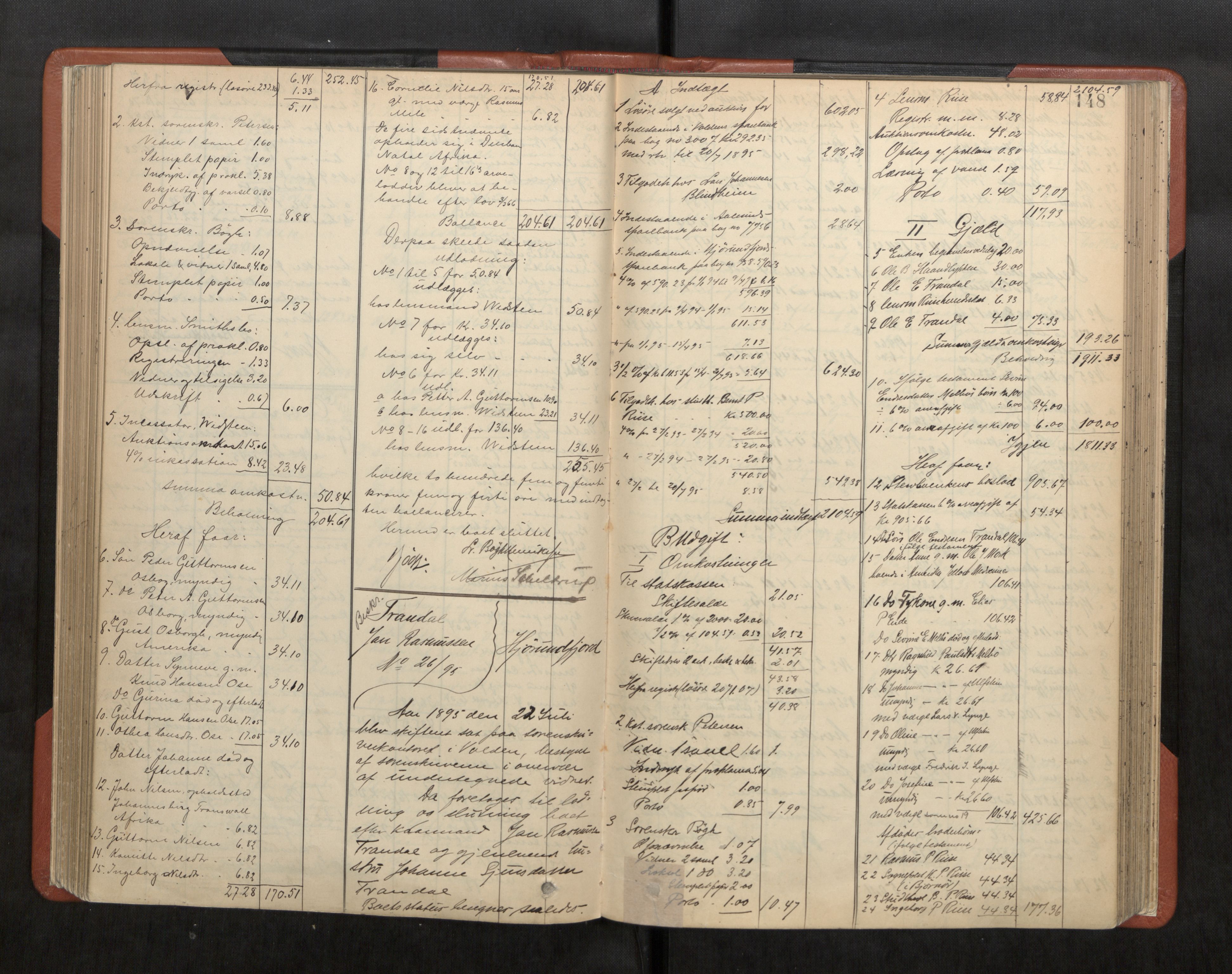 Søre Sunnmøre sorenskriveri, AV/SAT-A-4122/1/3/3A/L0019: Skifte- / Skifteutloddings- / Skifteslutningsprotokollar, 1889-1901, s. 148