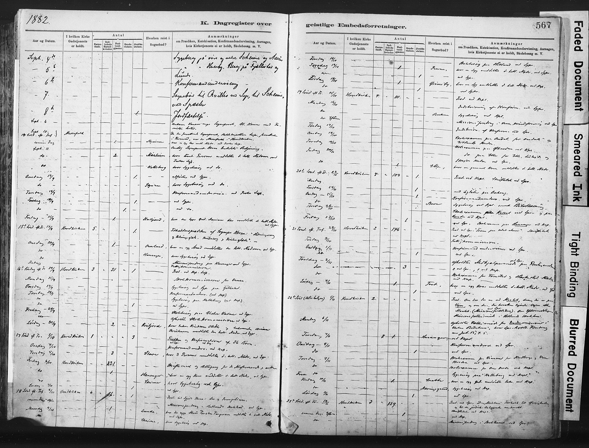 Lista sokneprestkontor, SAK/1111-0027/F/Fa/L0012: Ministerialbok nr. A 12, 1879-1903, s. 567