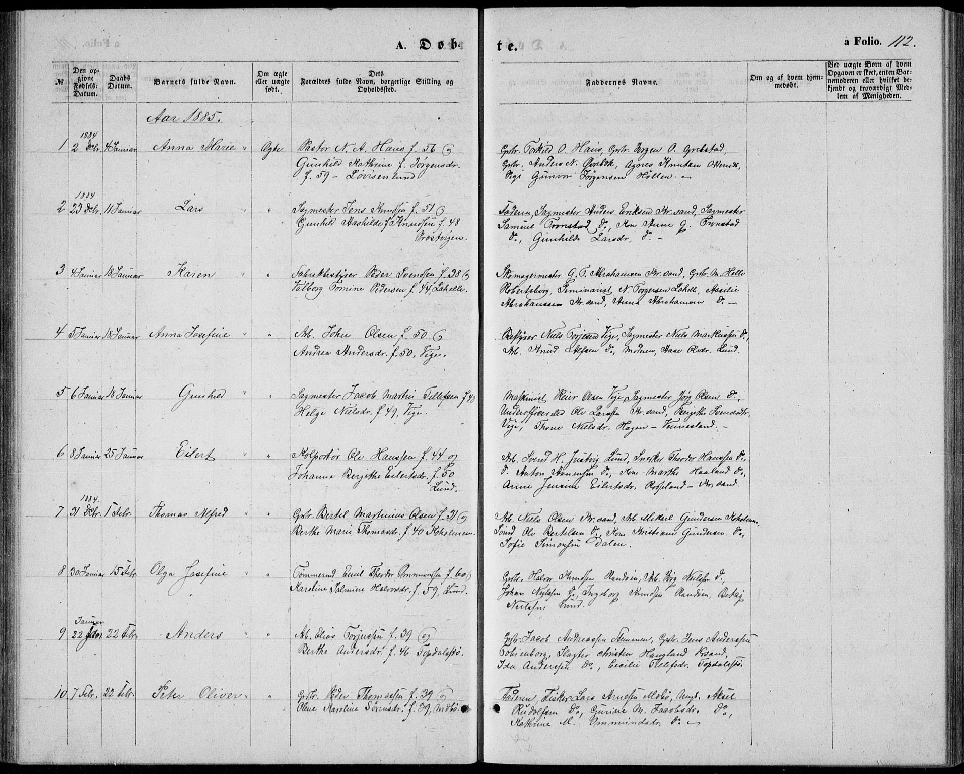 Oddernes sokneprestkontor, SAK/1111-0033/F/Fb/Fba/L0007: Klokkerbok nr. B 7, 1869-1887, s. 112